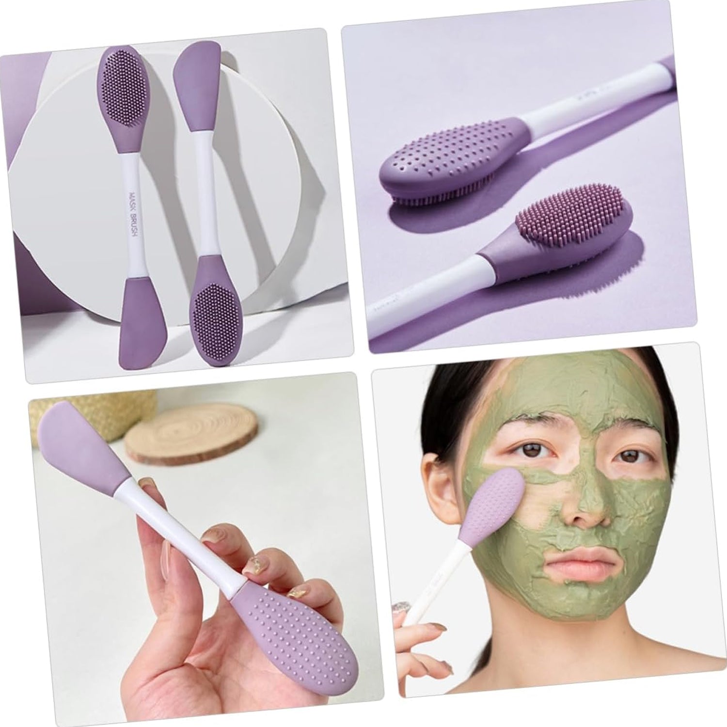 Double-headed Silicone Mask Brush Face Cleansing and Applying Mud Mask Beauty Salon Special Brush Smear Tool Facial Scrub Silicone Wash Scrubber Face Tools (1 Pc) - Bhavnagar Deodap