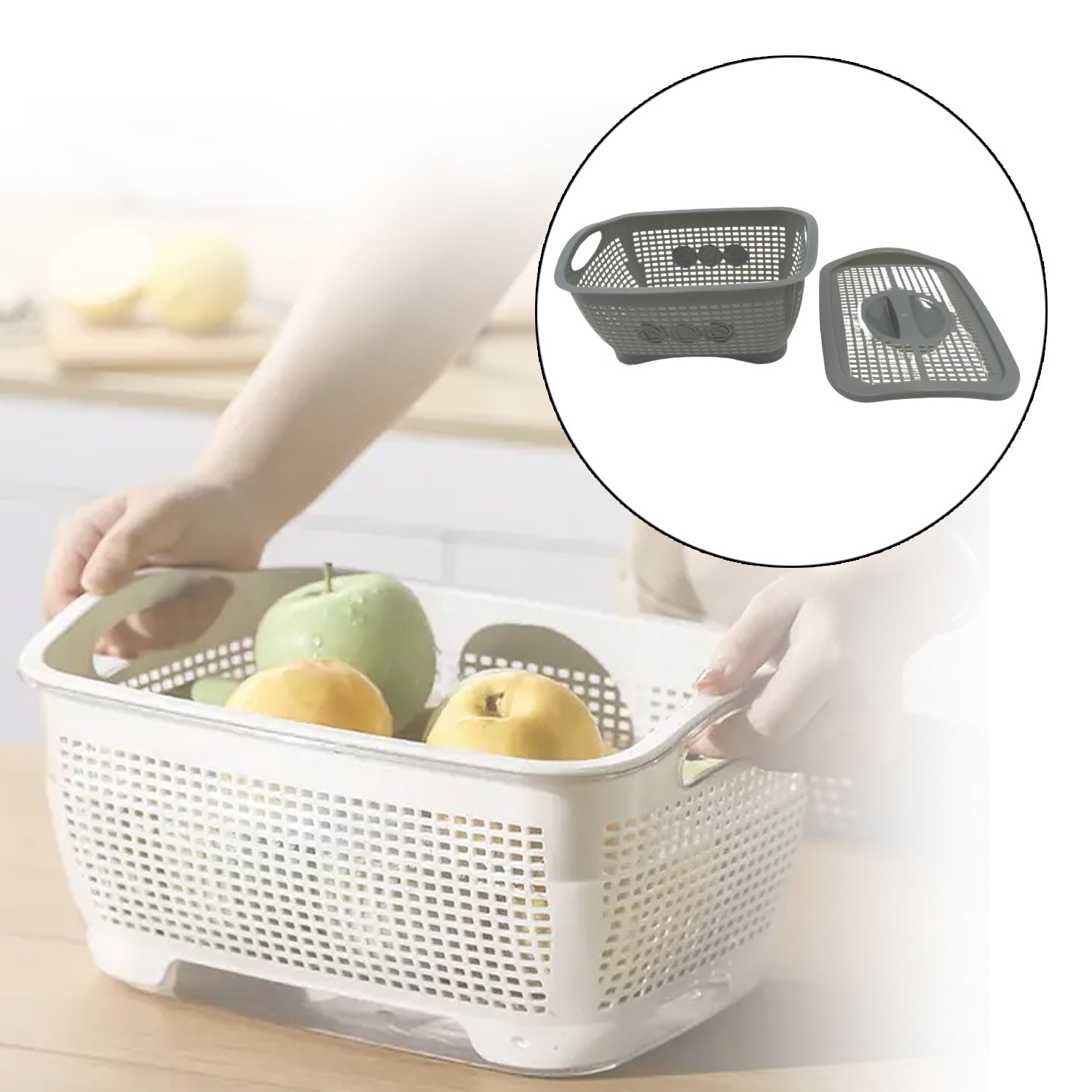 Multipurposes Plastic Basket, Organizer for Kitchen, Countertop, Cabinet, Bathroom with Lid, Plastic Storage Basket For Store Fruits, Vegetables, Magazines, Cosmetics, Stationary (1 Pc / Mix Color ) - Bhavnagar Deodap