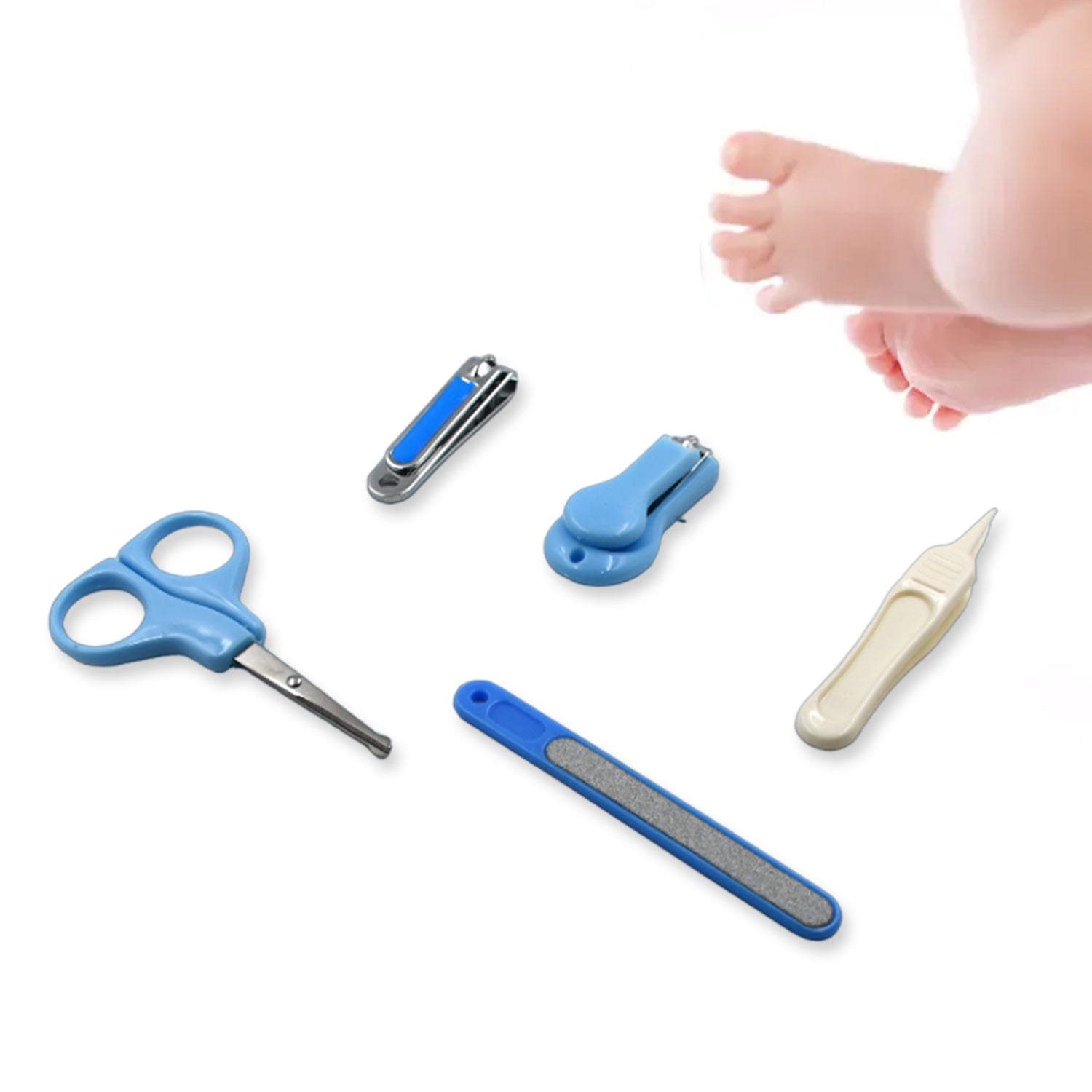Baby Care Baby Nail Clipper, Scissor, Tweezer and Nail Cleaning Sets, The Best Baby Shower Gift for Baby Girl and Baby Boy (5 Pc Set) - Bhavnagar Deodap