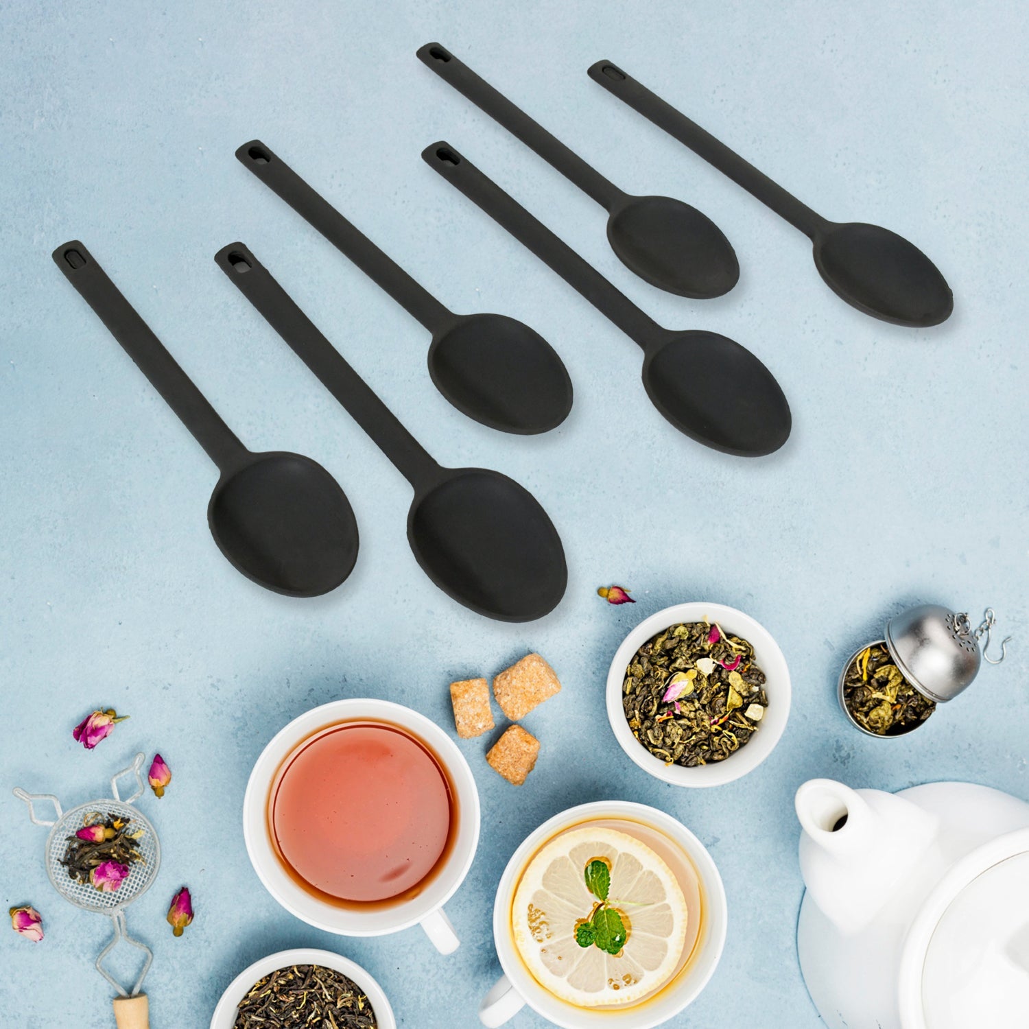 Multipurpose Silicone Spoon, Silicone Basting Spoon Non-Stick Kitchen Utensils Household Gadgets Heat-Resistant Non Stick Spoons Kitchen Cookware Items For Cooking and Baking (6 Pcs Set) - Bhavnagar Deodap