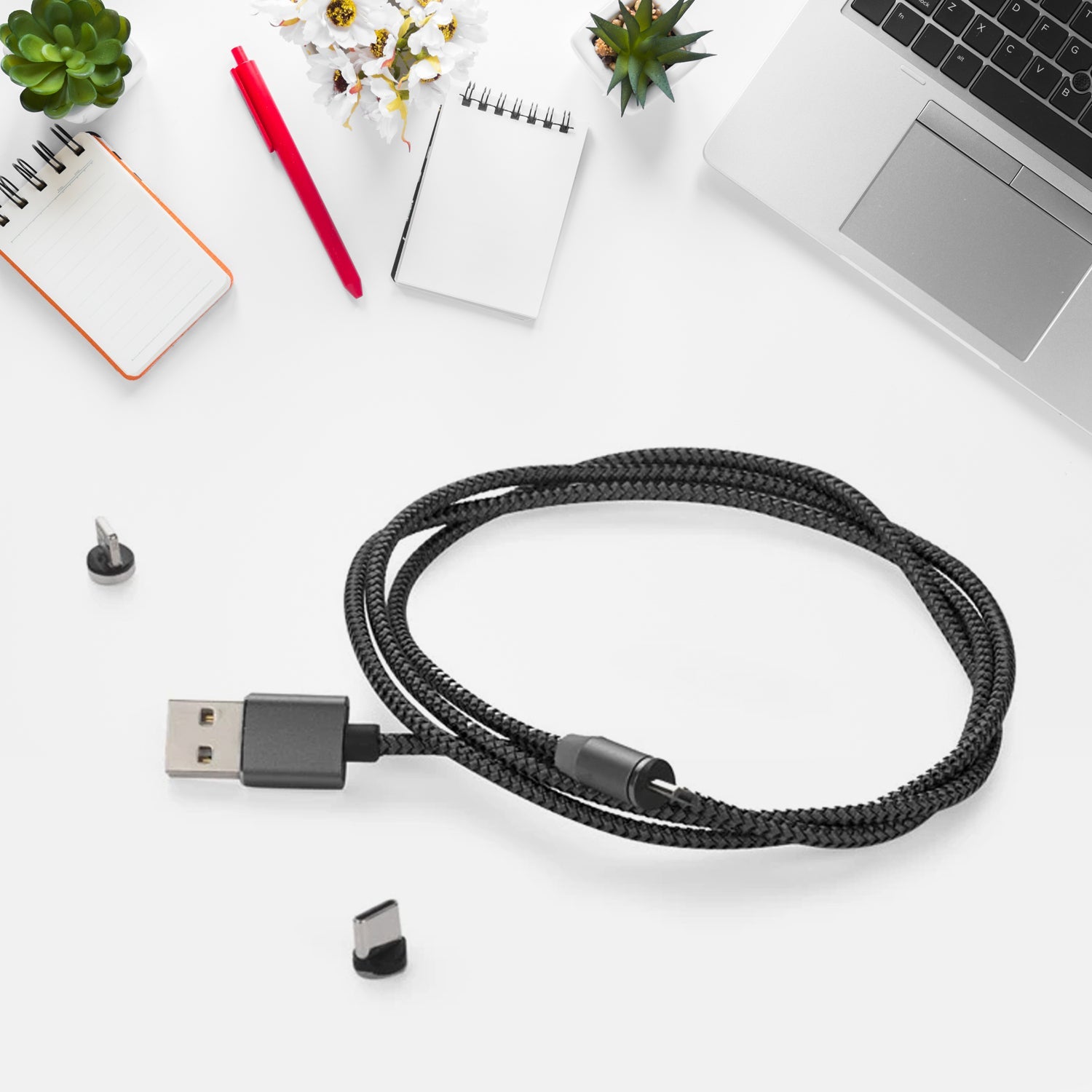 Magnetic Charging Cable 3 in 1 Metal Magnetic Micro USB Type C Lighting Cable with LED, Multiple Charging Adapters for All Android and all Smartphones  (Compatible with All Android and iPhone Smartphones, Tablet, PC, Mobile - Bhavnagar Deodap