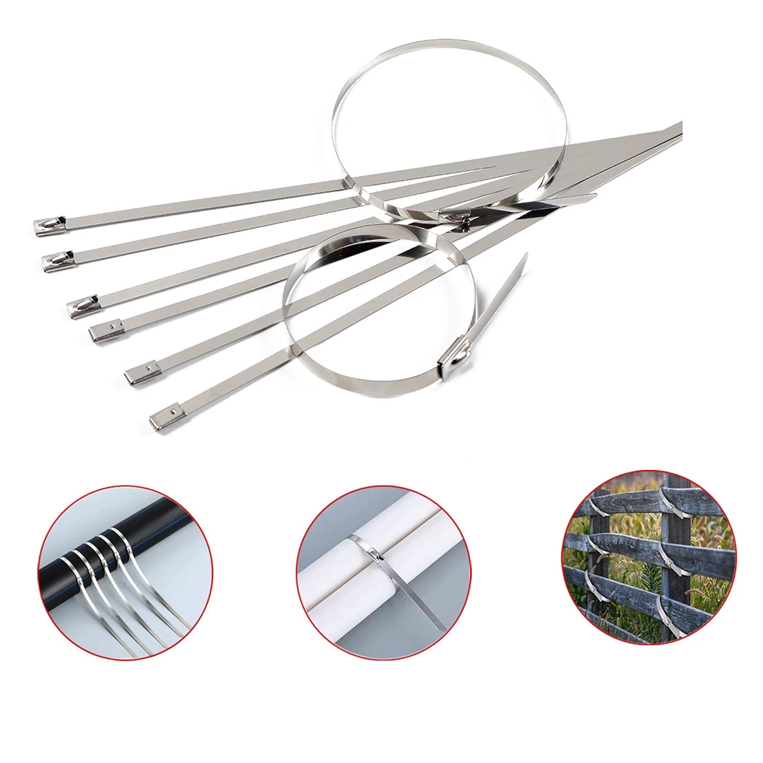 Stainless Steel Cable TIE Used for Solar, Industrial and Home Improvement Multipurpose HIGH Strength, Self-Locking Zip Ties, Multi-purpose Tie, Portable Rustproof 100Pcs Wide Application Zip Tie Set for Building (4.6x100MM /  100 pcs Set) - Bhavnagar Deodap