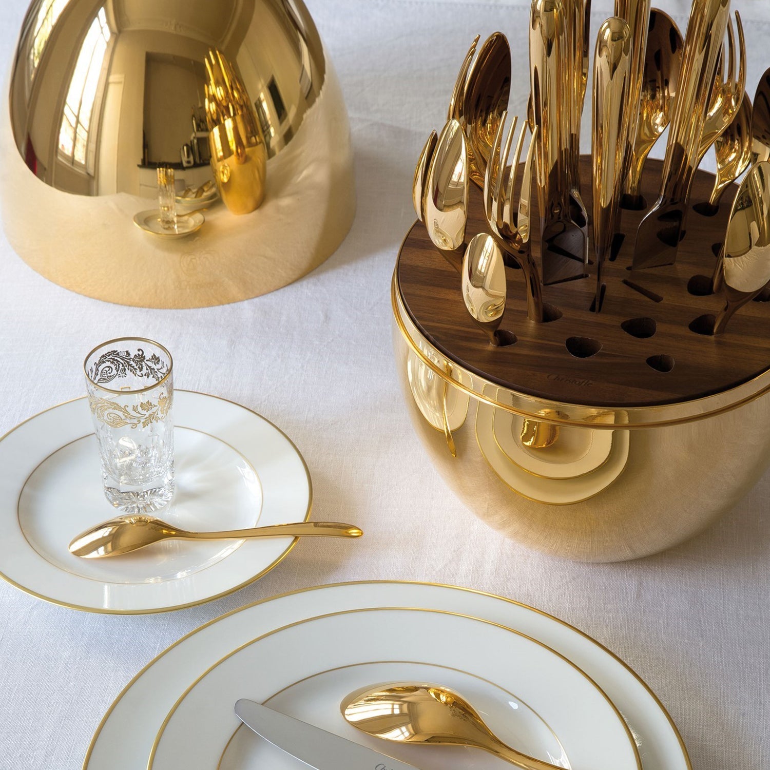 Beautiful Stylish Oval Designed Cutlery Sets, Egg-Shaped Luxury Spoon Holder Set  (Golden / 24 pcs set) - Bhavnagar Deodap
