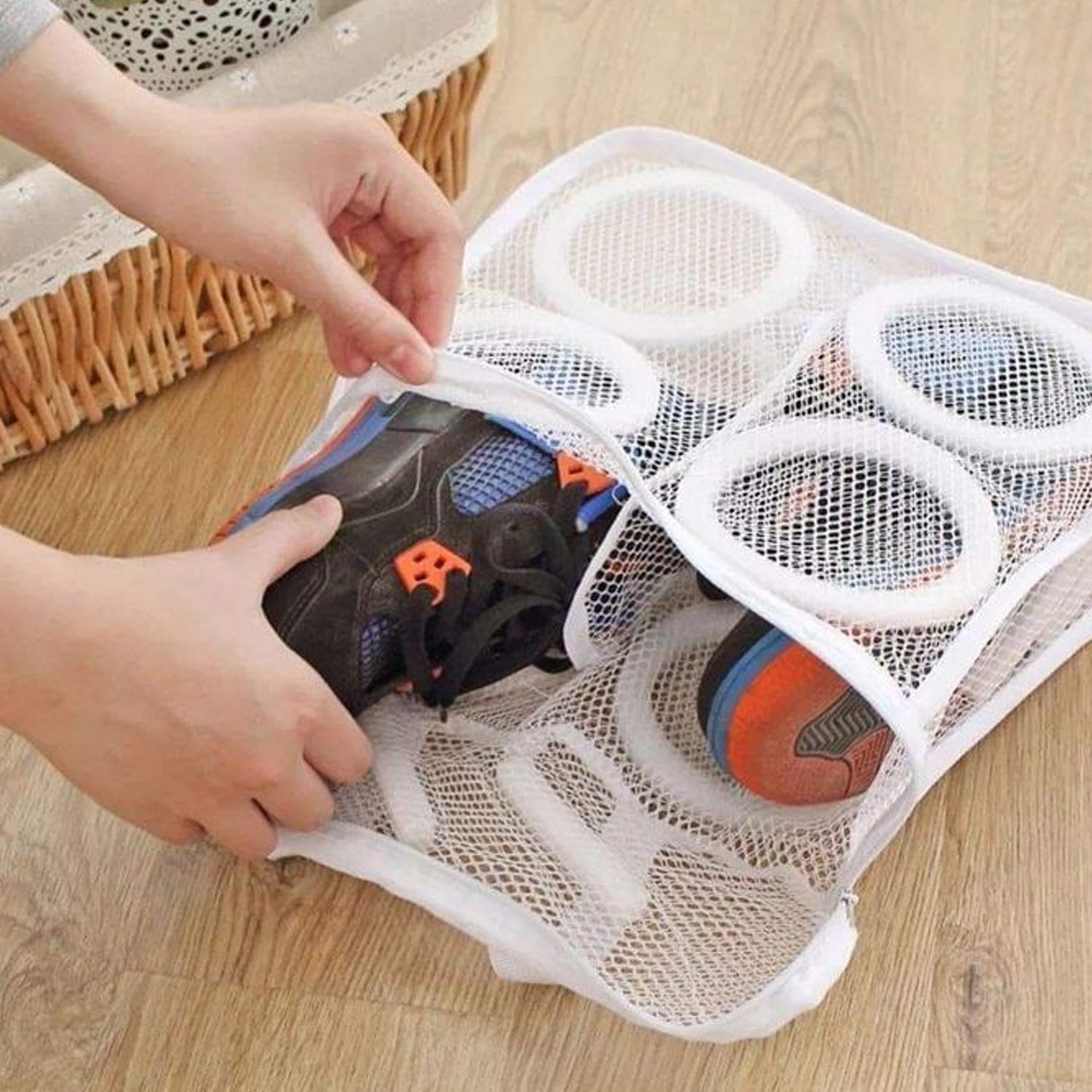 2in1 Foldable Washing Machine Shoe Bag Portable Laundry Cleaning Mesh Bags Net Pouch, Laundry Bags Travel Storage Organizer for Shoes Underwear Bath Towels Socks - Bhavnagar Deodap