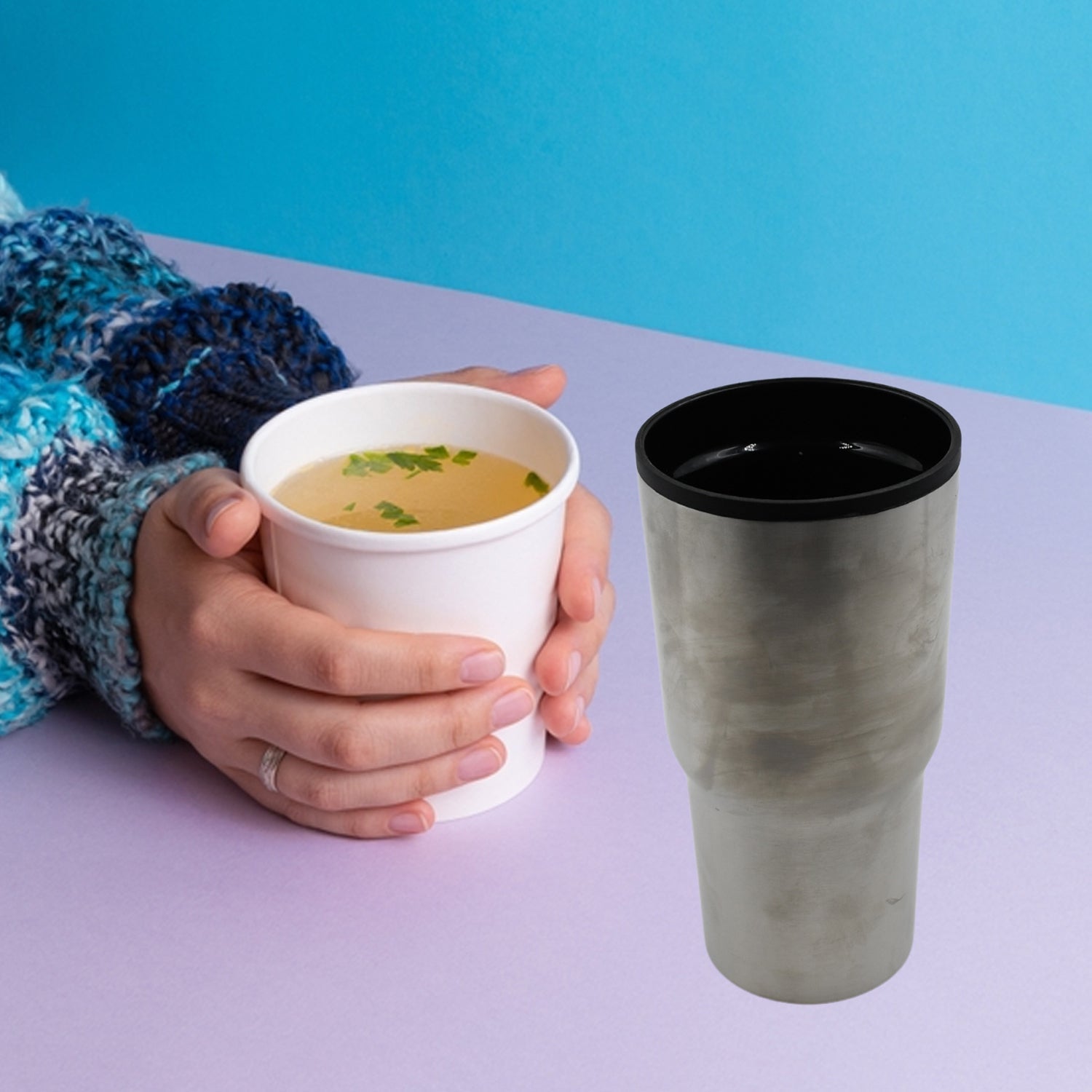 STAINLESS STEEL VACUUM GLASS INSULATED GLASS COFFEE CUPS DOUBLE WALLED TRAVEL MUG, CAR COFFEE MUG (Without Lid) - Bhavnagar Deodap