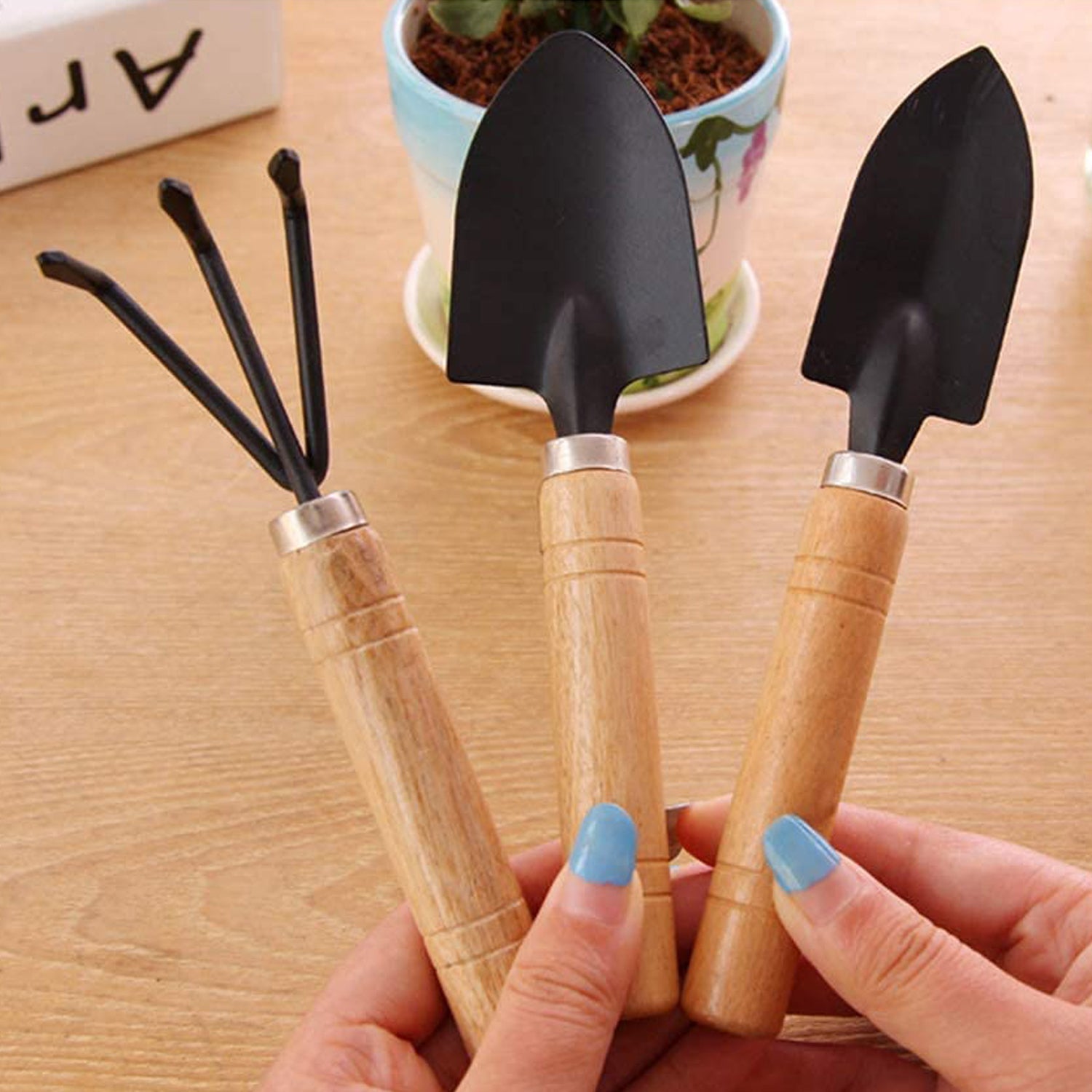 Small sized Hand Cultivator, Small Trowel, Garden Fork (Set of 3) - Bhavnagar Deodap