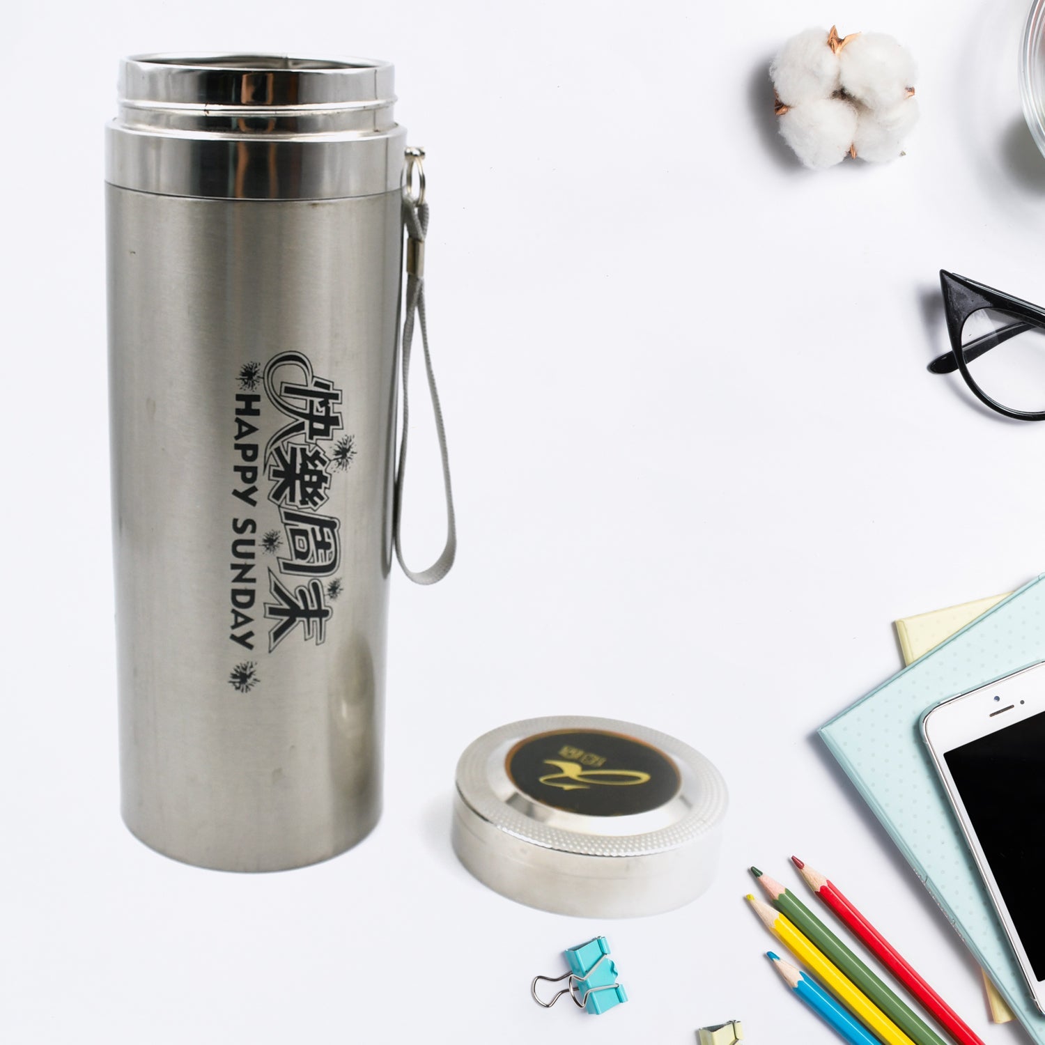 Stainless Steel Water Bottle Leak Proof With Dori Easy to Carry, Rust Proof, Hot & Cold Drinks, Gym Sipper BPA Free Food Grade Quality, Steel fridge Bottle For office / Gym / School (600 ML) - Bhavnagar Deodap