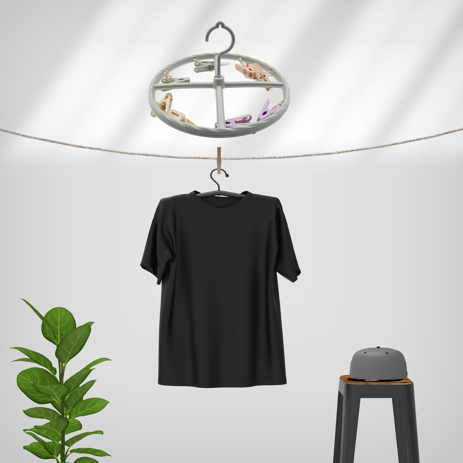 Clothespin Rack Laundry Drying Rack, Clothes Hangers with 8 Clips, Clip Hanger Drip Hanger for Drying Underwear, Baby Clothes, Socks, Bras, Towel, Cloth Diapers, Gloves - Bhavnagar Deodap