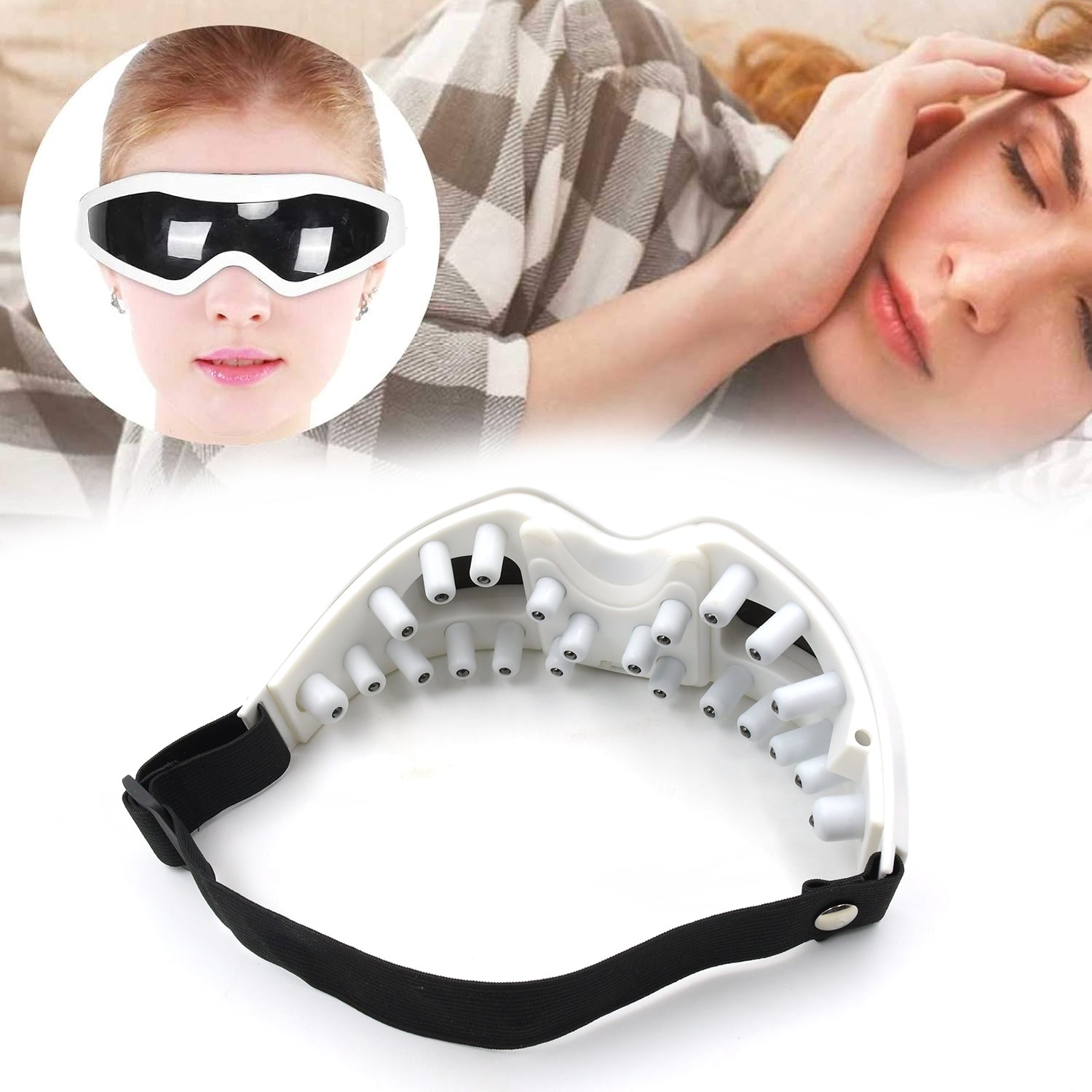 Electric Eye Massager Dark Circles Dry Eyes Eye Bag Eye Relief Vibration Magnet Therapy Eye Care Massage Device with Adjustable Elastic Band for Improving Sleep - Bhavnagar Deodap