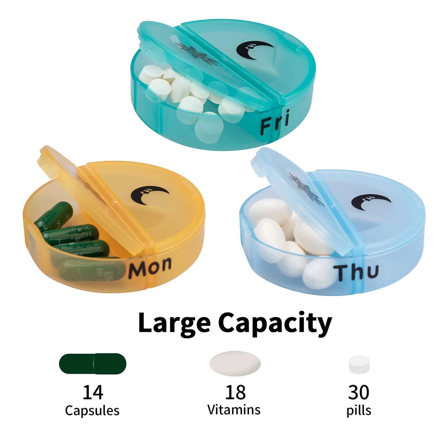 Weekly Pill Organizer 2 Times a Day Travel 7 Day Pill Box Twice a Day Daily Medicine Pill Case with Large Compartments - Bhavnagar Deodap