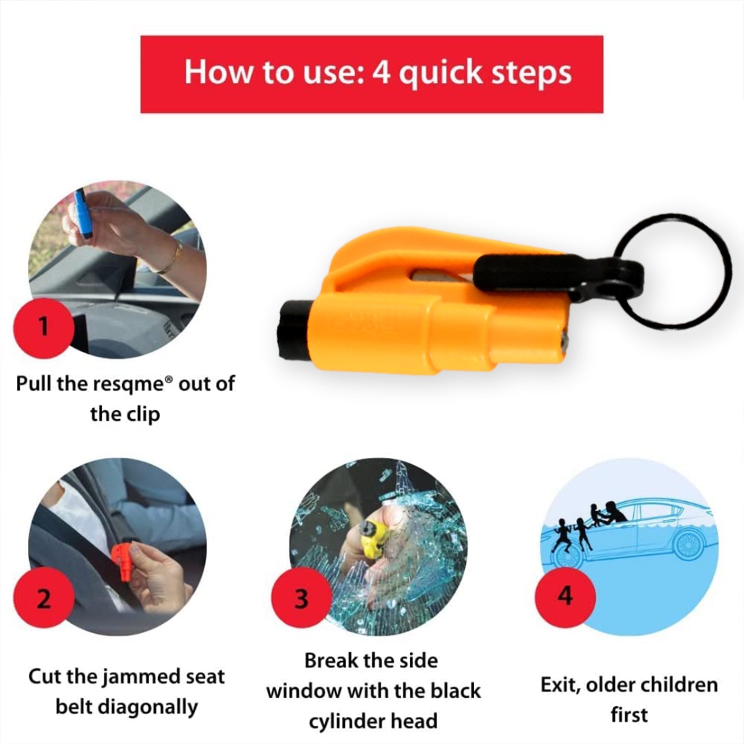 2 in 1 Emergency Safety Cutter with Key Chain, Small Portable Handy Emergency Safely Glass Breaking & Seat Belt Cutting Keychain Tool - Bhavnagar Deodap