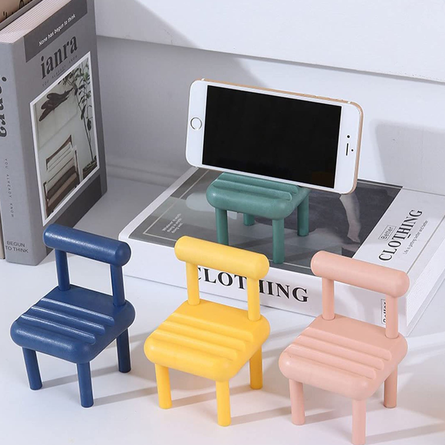 Mobile Phone Holder, Mini Chair Cell Phone Stand, Portable Smartphone Dock, Cellphone Holder for Desktop Design Compatible with All Mobile Phones (1 Pc) - Bhavnagar Deodap