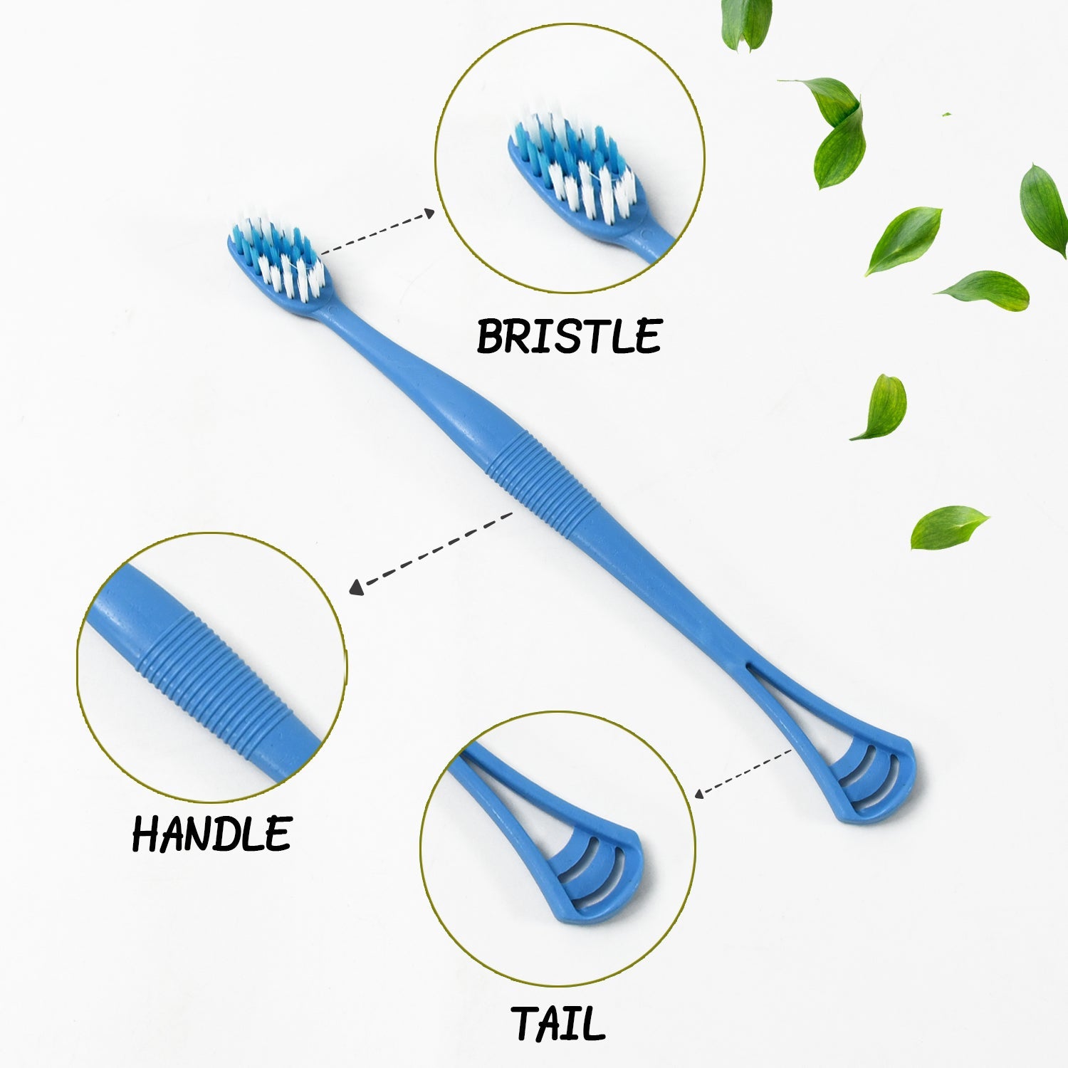 2-in-1 Tooth Brush with Tongue Scraper, Soft Bristle & Long Handle (8Pcs) Soft Toothbrush - Bhavnagar Deodap