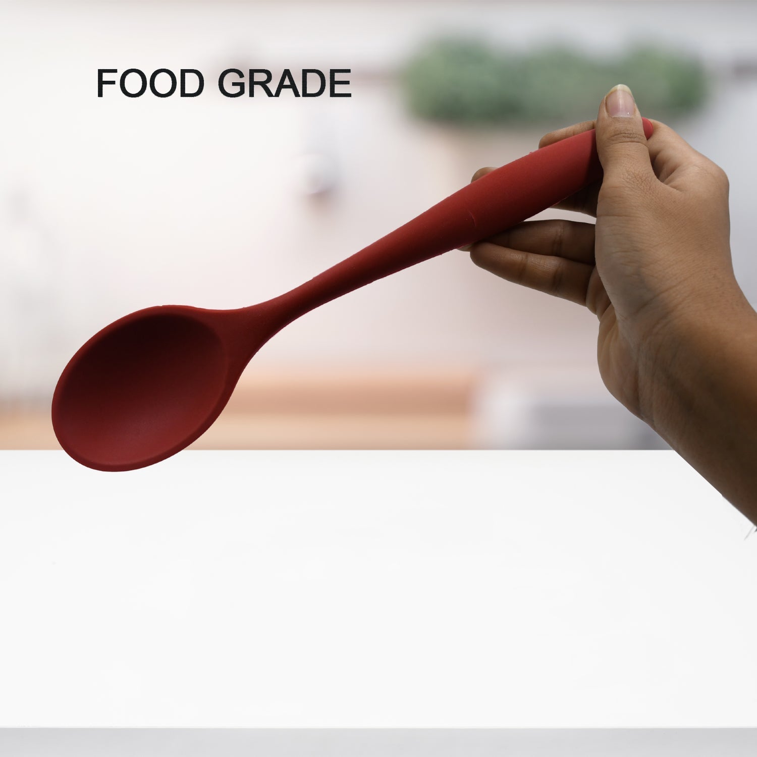 HEAT RESISTANT SILICONE BASTING SPOON NON-STICK SPOON HYGIENIC SOLID COATING COOKWARE KITCHEN TOOLS (27CM) - Bhavnagar Deodap