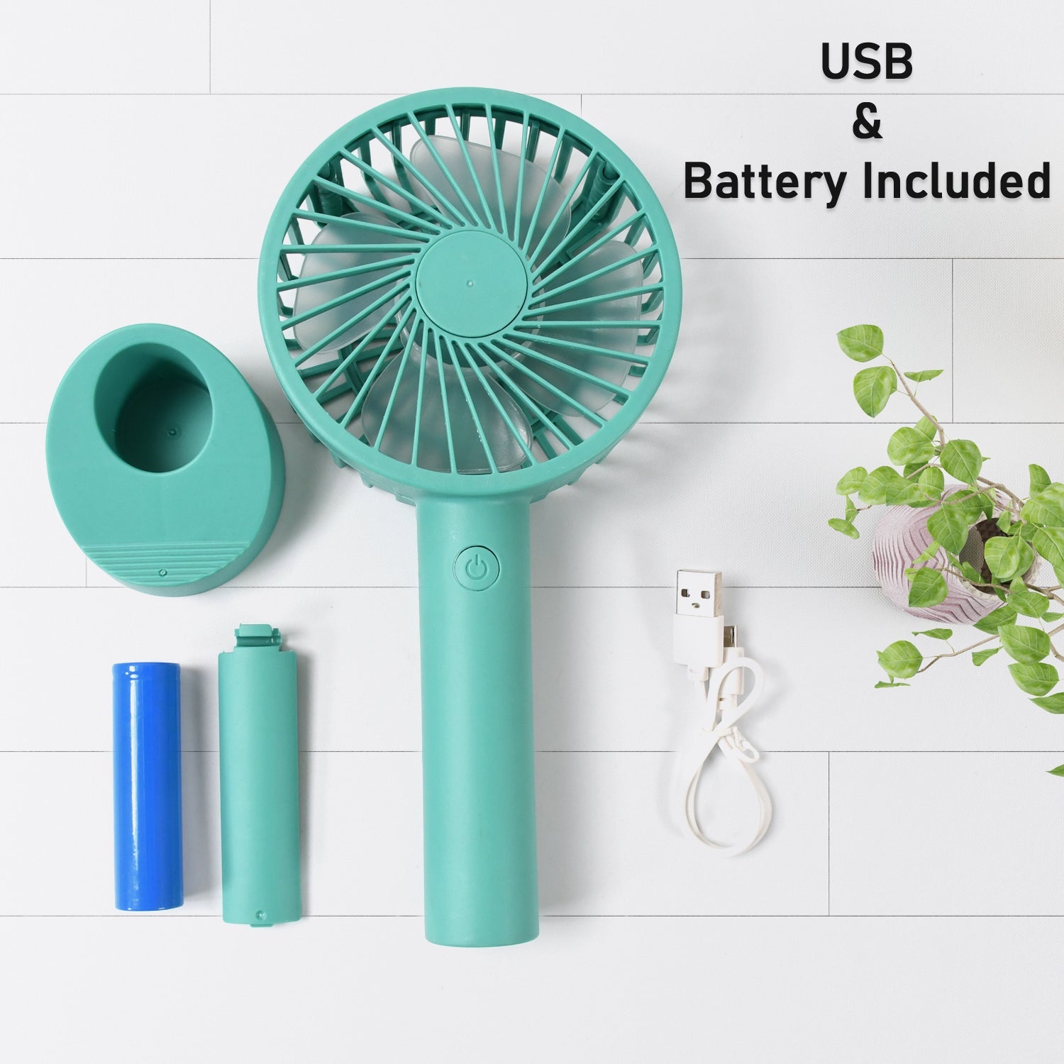 Portable Handheld Fan With 3 Speeds Battery Operated Fan Rechargeable Multi Colors As Base Phone Holder Fan (Battery Included) - Bhavnagar Deodap