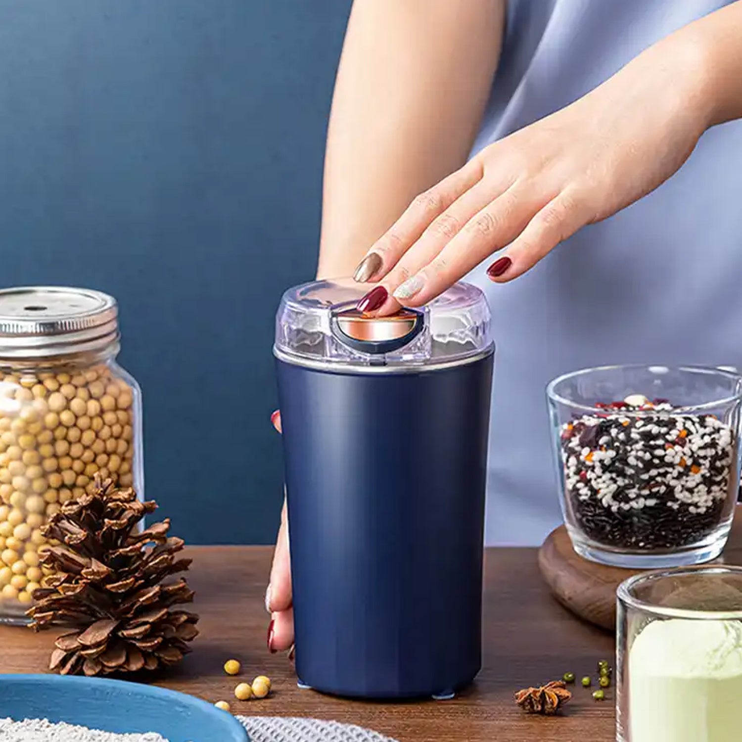 Mini Mixer, Small Blander, Power full Mini Grinder, Electric Coffee Bean Grinder Grinder Machine Portable Grinder for Home and Office. (4 Blade Grinder ) - Bhavnagar Deodap