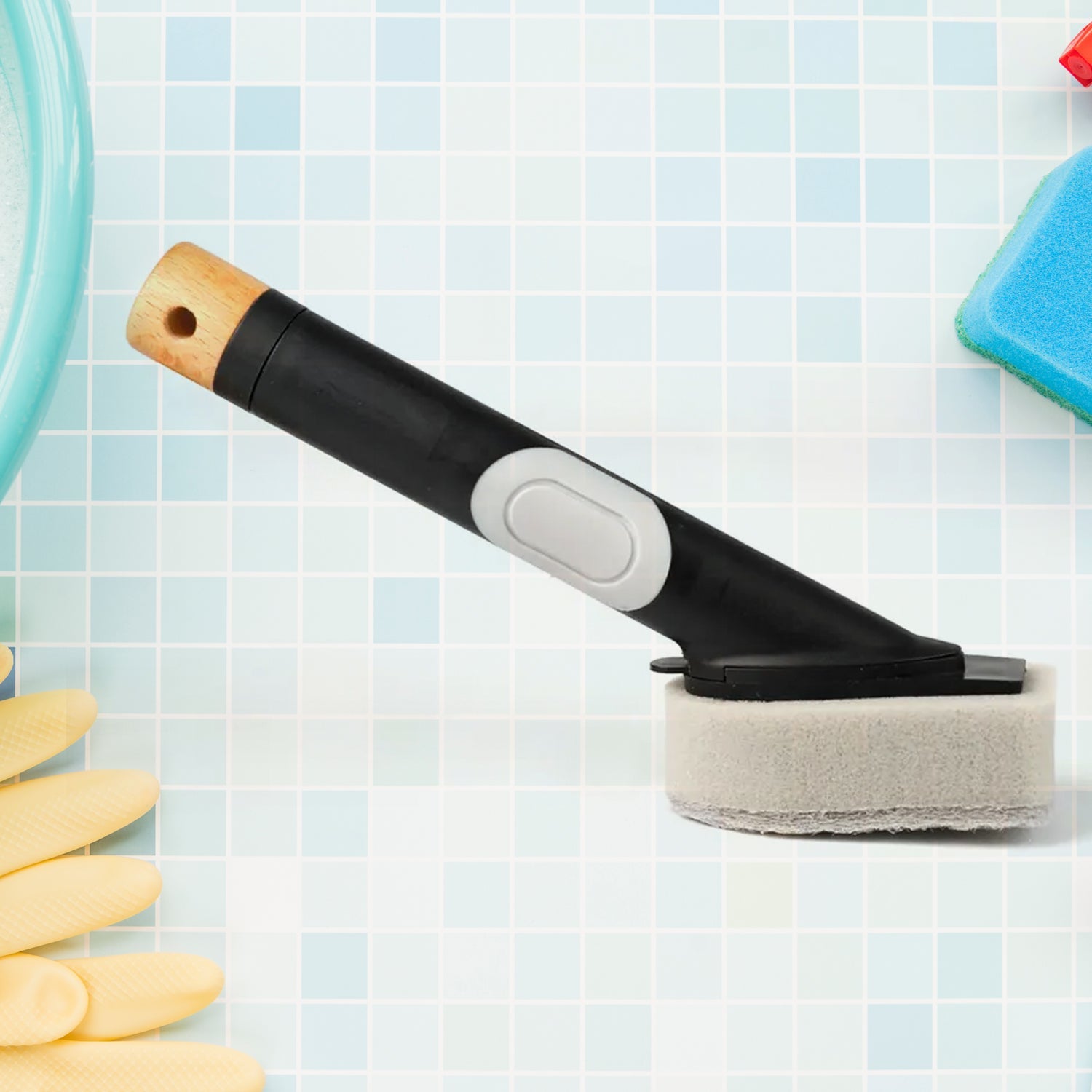 Cleaning Brushes Set, Scrub Brush Bathroom Brush, Long Handle Liquid Dispenser Pot Washing Brush - Bhavnagar Deodap