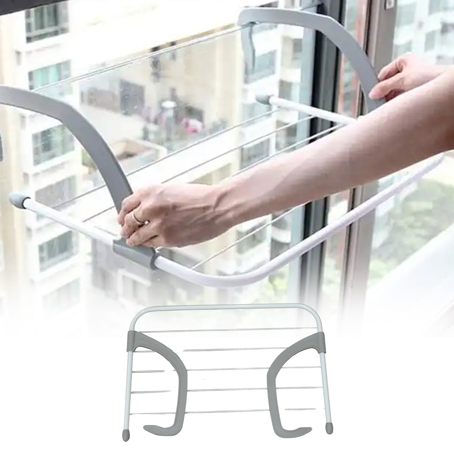 Metal Steel Folding Drying Rack for Clothes Balcony Laundry Hanger for Small Clothes Drying Hanger Metal Clothes Drying Stand, Socks and Plant Storage Holder Outdoor / Indoor Clothes-Towel Drying Rack Hanging on The Door Bathroom (50x35 Cm) - Bhavnagar Deodap