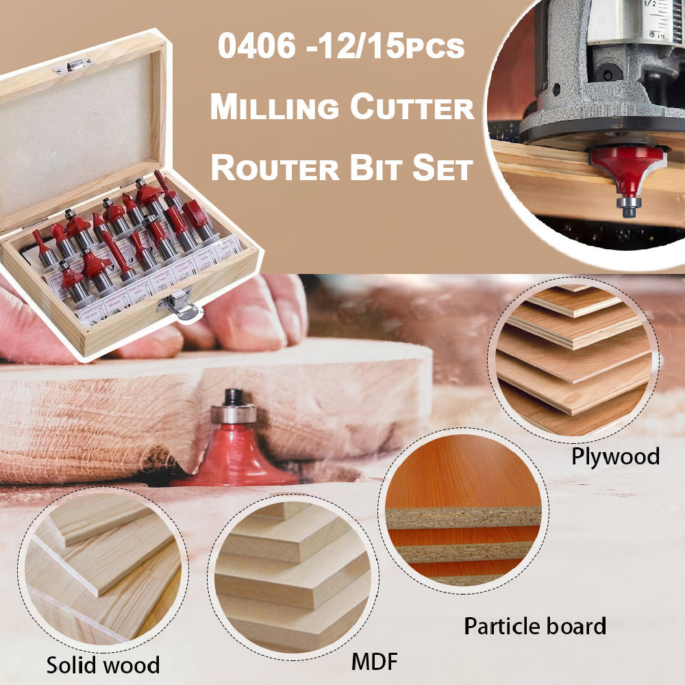 12 / 15pcs Milling Cutter Router Bit Set - Bhavnagar Deodap