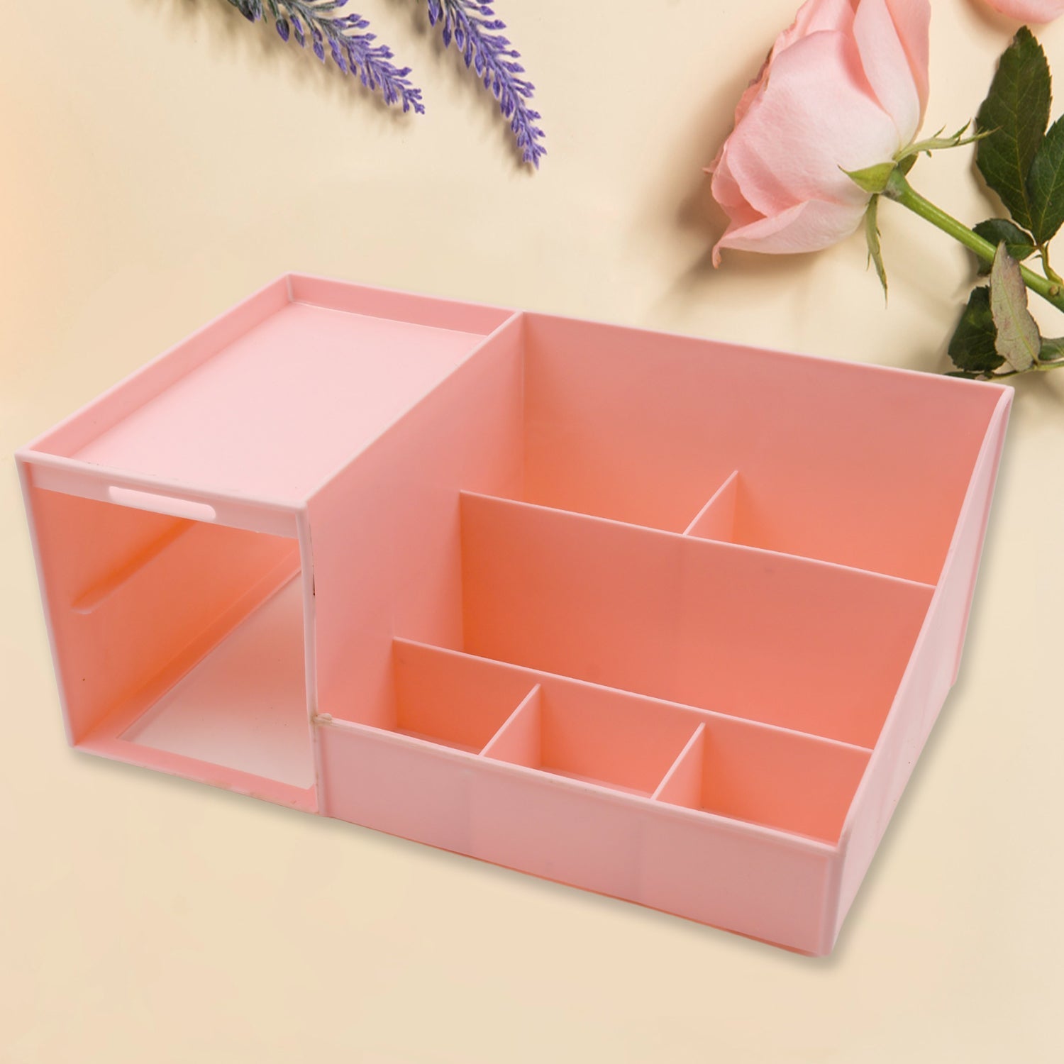 Multi Grid Plastic Desktop Storage Organizer Cosmetic Organizer with Drawer Sundries Cosmetics Box Jewelry Storage Case Display - Bhavnagar Deodap