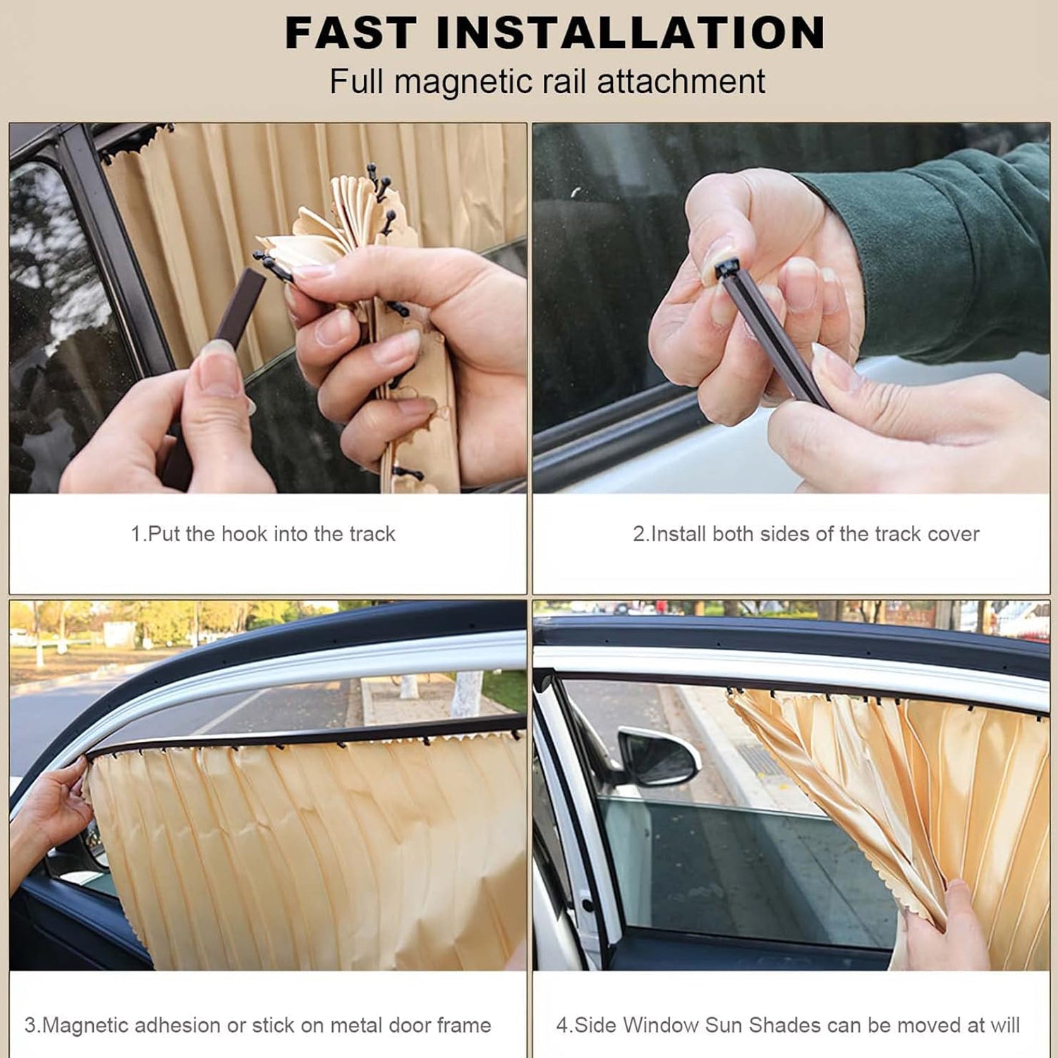 Car Curtain Slat Folding Window Sunshade Magnetic Car Side Window Sun Shade Slider - Bhavnagar Deodap