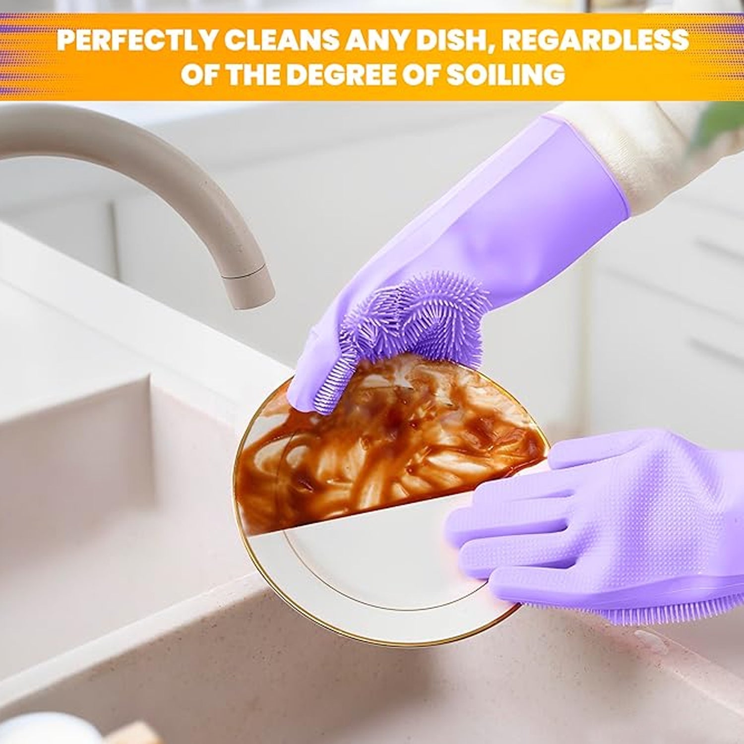 Single Left-Handed Silicone Dishwashing Glove: Scrubber, Reusable, Kitchen Cleaning - Bhavnagar Deodap