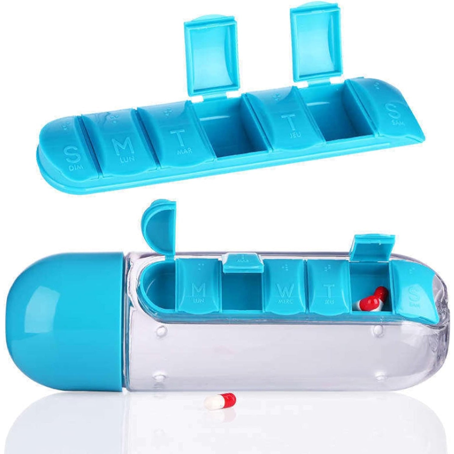 Pill & Vitamin Bottle, Water Bottle Multi Functional Use for Traveling & Outdoor Use Water Bottle, Travelling kit, Summer Special Bottle (600 Ml /  Mix Color ) - Bhavnagar Deodap