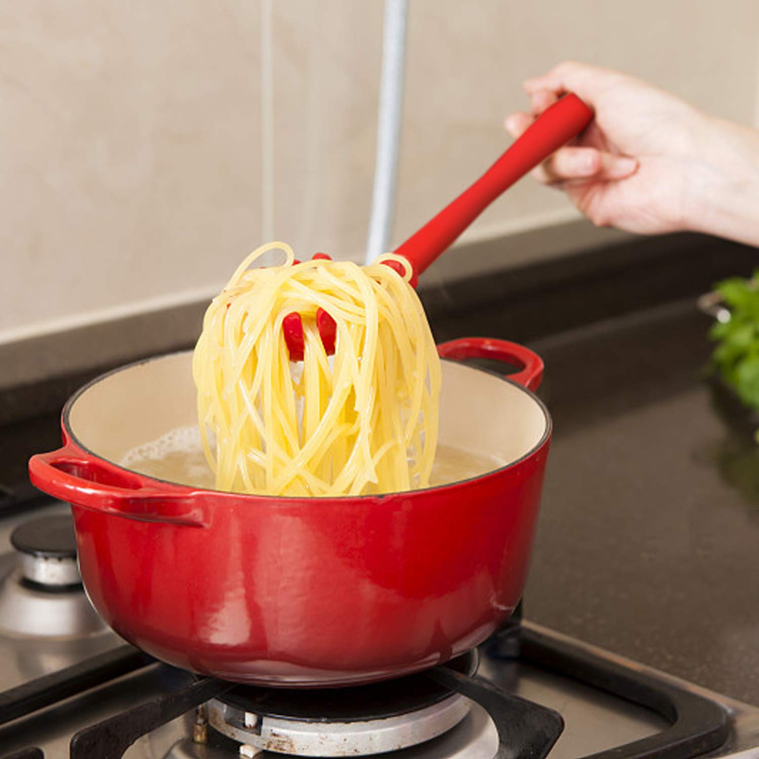 Pasta Fork Silicone Cookware Spaghetti Strainer Server Spoon no Hurt The Pot High Temperature Resistant Nonslip. - Bhavnagar Deodap