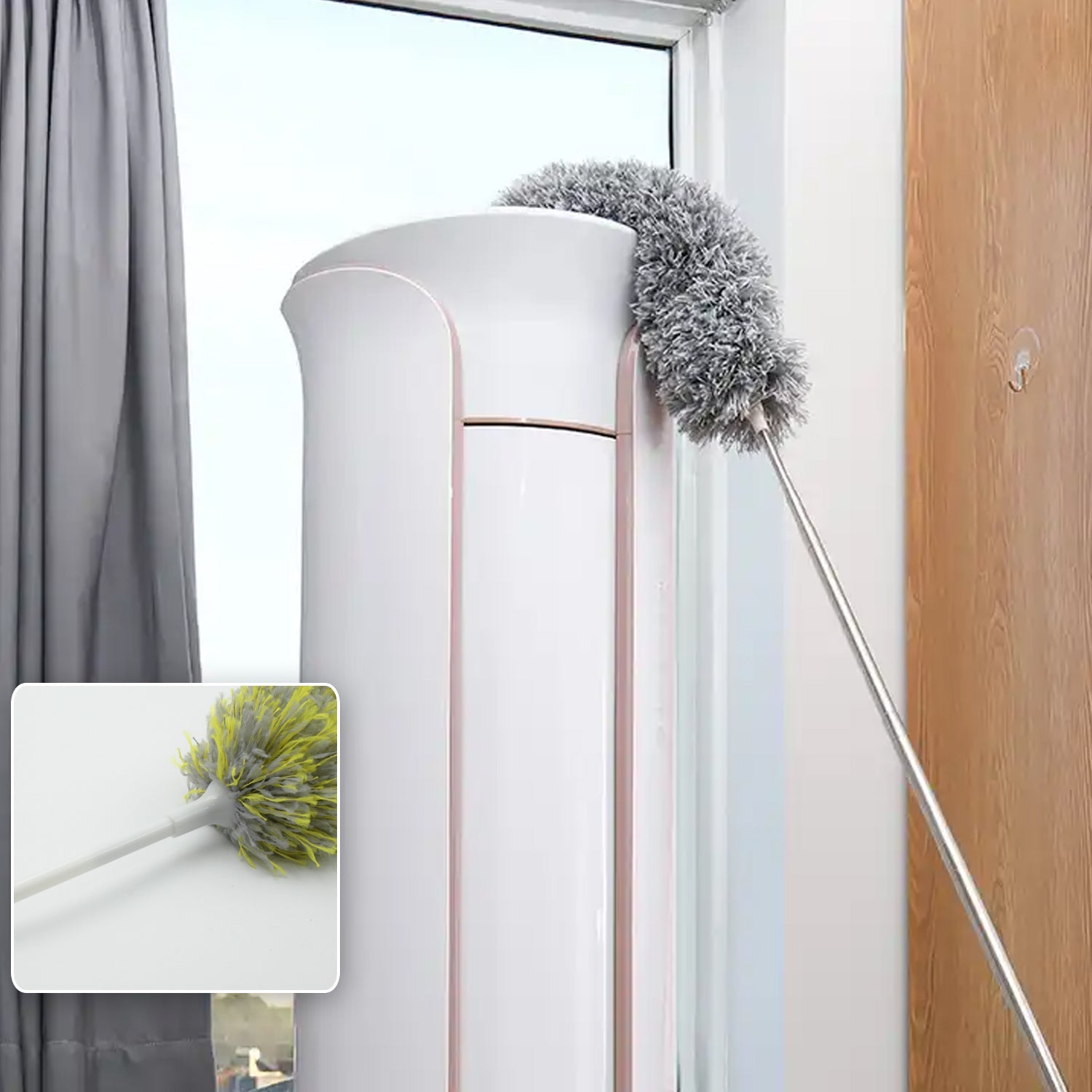Long Handle, Microfiber Duster for Cleaning, Microfiber Hand Duster Washable Microfiber Cleaning Tool Extendable Dusters for Cleaning Office, Car, Computer, Air Condition, Washable Duster (62Cm) - Bhavnagar Deodap