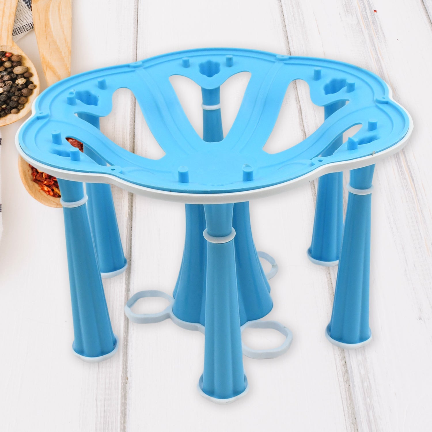 Miracle Plastic Glass Stand / Tumbler Holder / Glass Holder for Kitchen / Dining Table 6 Glasses Stand With 3 Pepper Salt (Moq :- 2 Pc) - Bhavnagar Deodap