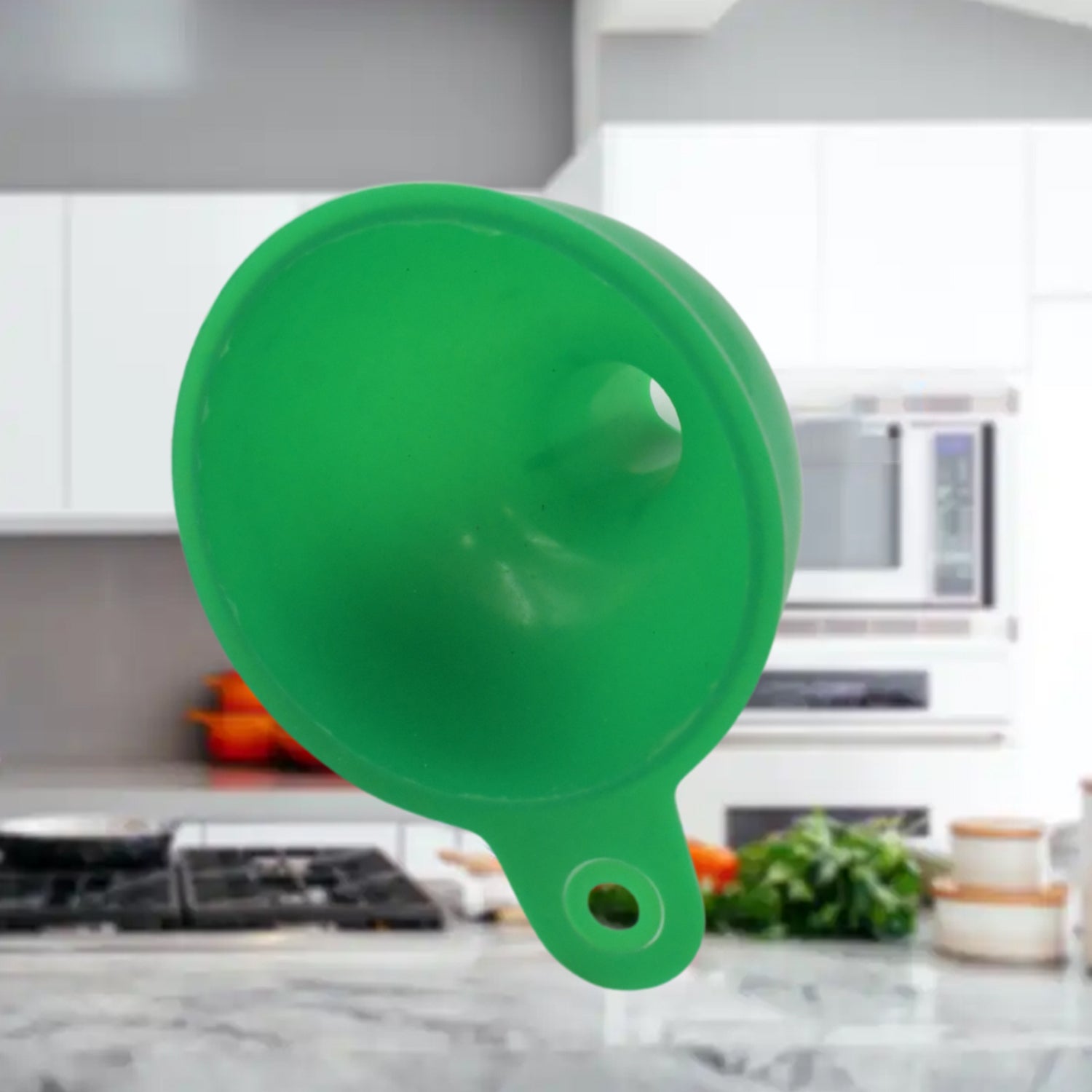 Silicone Funnel For Pouring Oil, Sauce, Water, Juice And Small Food-Grains (1 Pc Green) - Bhavnagar Deodap