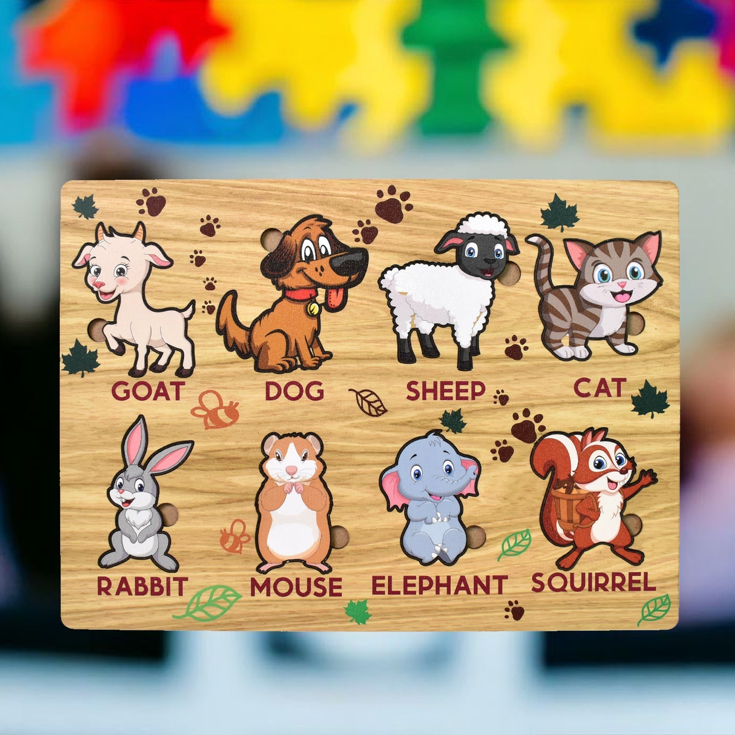 Wooden Animal Puzzle Learning Educational Board (1 Set / 28×20 Cm) - Bhavnagar Deodap