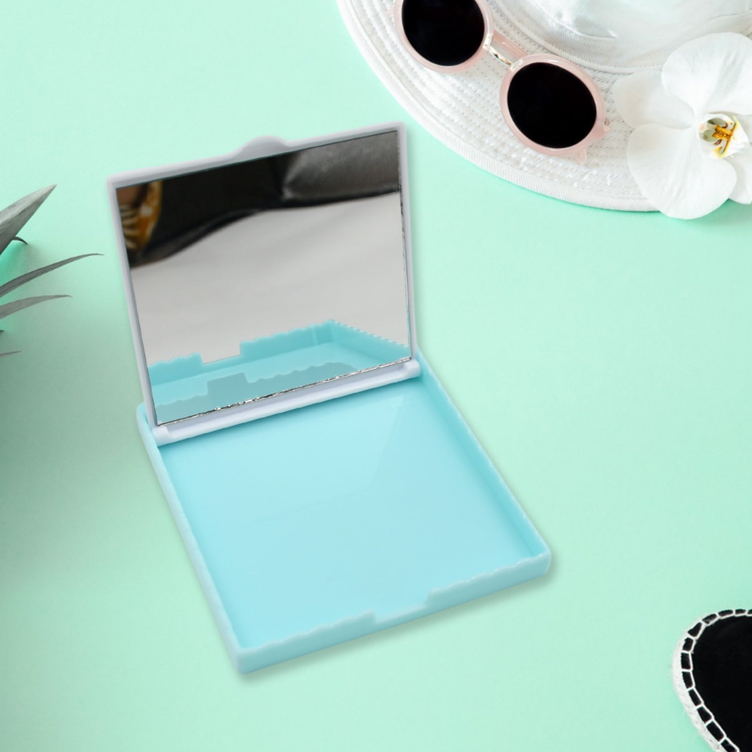 Double Hair Comb And Mirror Set For Women And Girls Casual And Travelling Use Folding Pocket Hairbrush, Mini Hair Comb Compact Travel Size, Hair Massage Comb, For Men Women And Girls - Bhavnagar Deodap