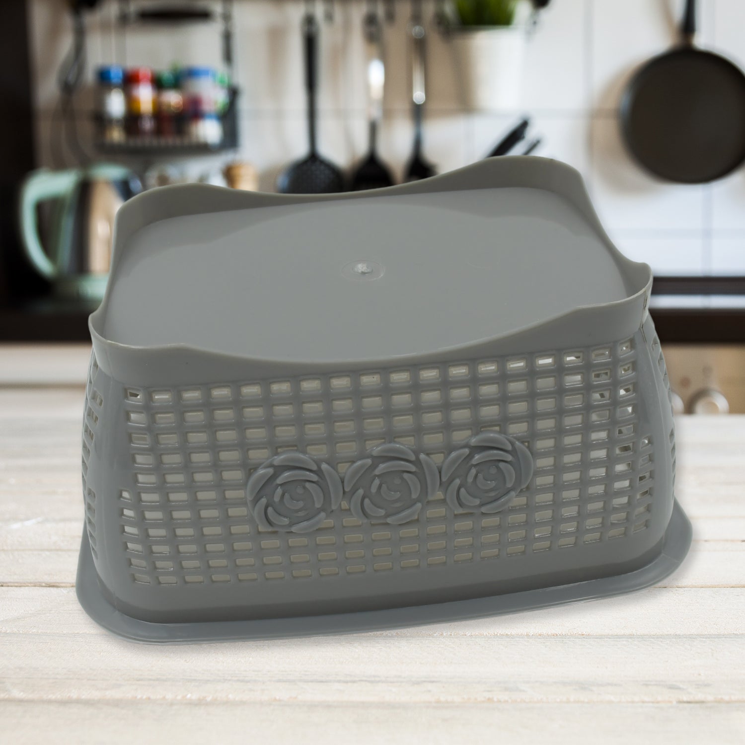 Multipurposes Plastic Basket, Organizer for Kitchen, Countertop, Cabinet, Bathroom with Lid, Plastic Storage Basket For Store Fruits, Vegetables, Magazines, Cosmetics, Stationary (1 Pc / Mix Color ) - Bhavnagar Deodap