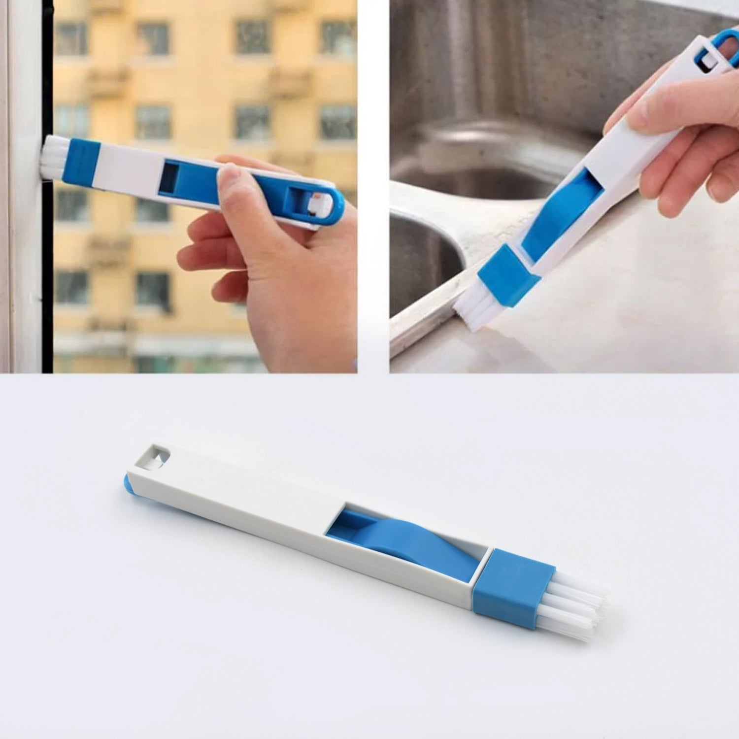 2 in 1 Multi-Function Plastic Window Slot Keyboard Wardrobe Dust Removal Cleaning Brush - Bhavnagar Deodap