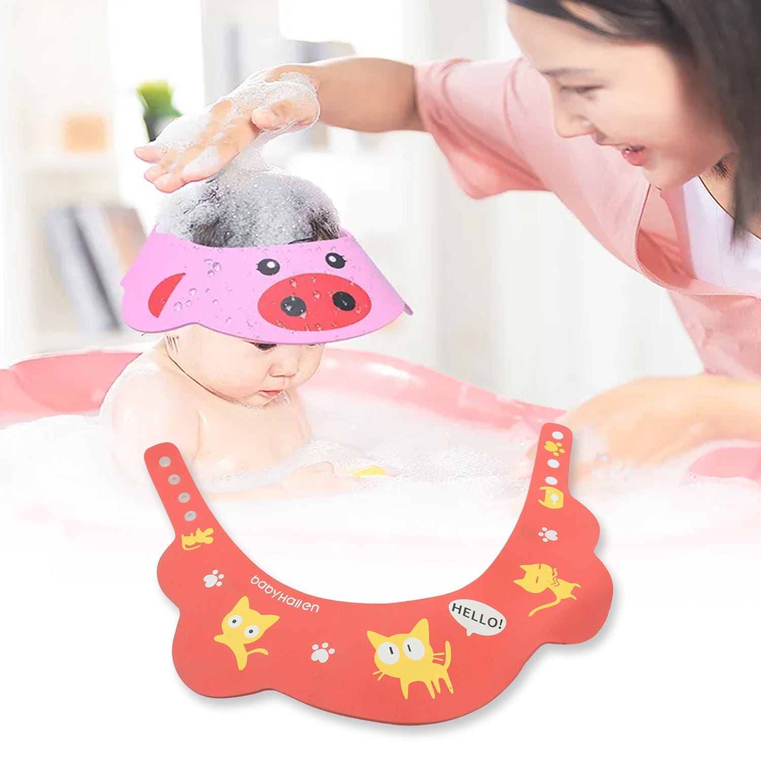 Baby Shower Cap Adjustable Silicone Shower Visor Bathing Hat Shampoo Caps Soft Stretchy Safety Bath Hats Protect Eyes Ears for Kids, Baby Bath Cap Shower Protection for Eyes and Ear (1 Pc) - Bhavnagar Deodap