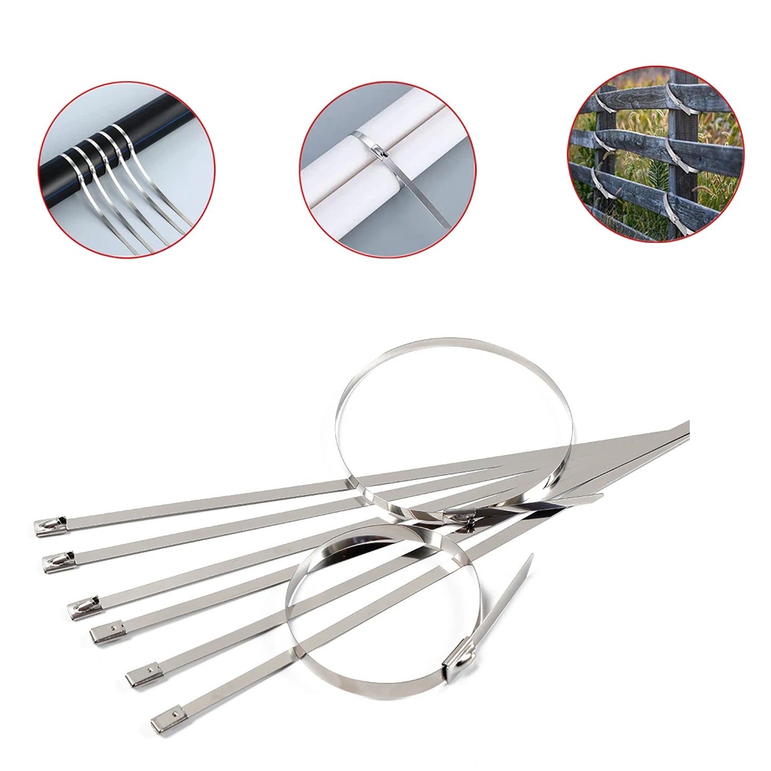 Stainless Steel Cable TIE Used for Solar, Industrial and Home Improvement Multipurpose HIGH Strength, Self-Locking Zip Ties, Multi-purpose Tie, Portable Rustproof 100Pcs Wide Application Zip Tie Set for Building (4.6x100MM /  100 pcs Set) - Bhavnagar Deodap