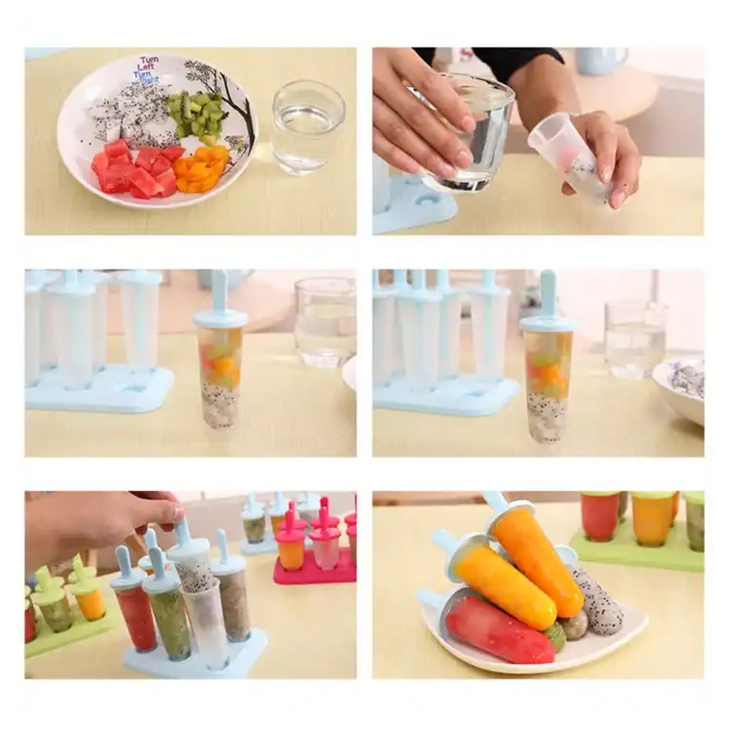 Ice Candy Maker 6 pcs Set Kulfi Maker Ice Candy Mould Clear Popsicle Mold Homemade Ice Pop Maker Reusable Easy Candy Chocobar Kulfi Mould Tray with Sticks - Bhavnagar Deodap