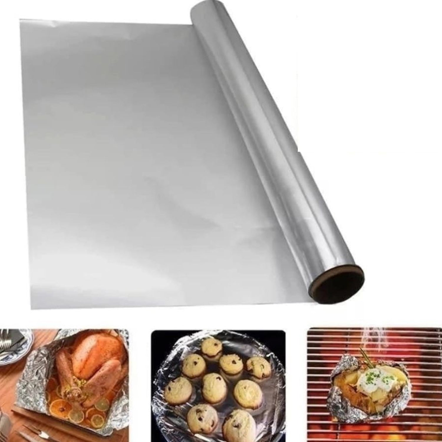 Premium Quality Food Grade Aluminum Foil Roll Heavy Duty Non Stick Thick Aluminum Foil Sheet Baking Grilling Tool 72Mtr (1Pc) - Bhavnagar Deodap