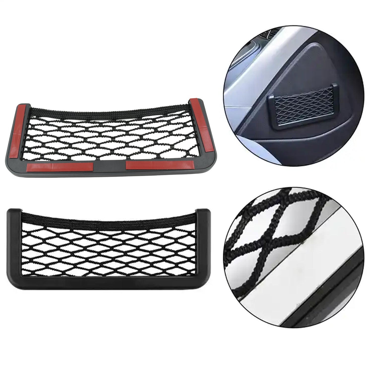 Car Storage Organize Car String Bag Car Seat Side Storage, Net Bag Mesh Pocket Organizer Stick-on for Purse Bag Phone, Special Adhesive Car Mesh Storage for Car for Interior Organizer - Bhavnagar Deodap