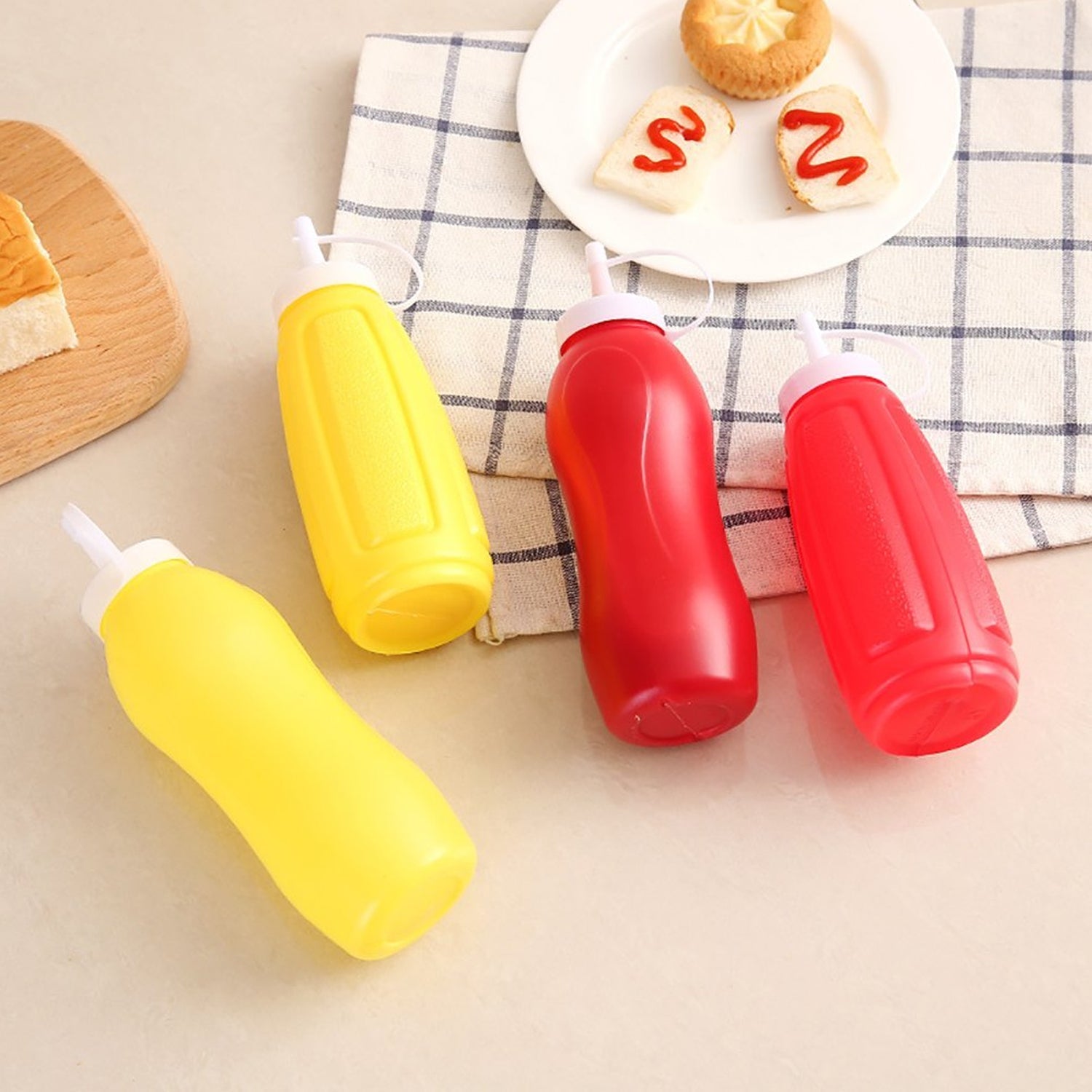 Plastic Squeeze Bottle Ketchup Mustard Honey Sauce Dispenser Bottle ( 2 Pc Set ) - Bhavnagar Deodap