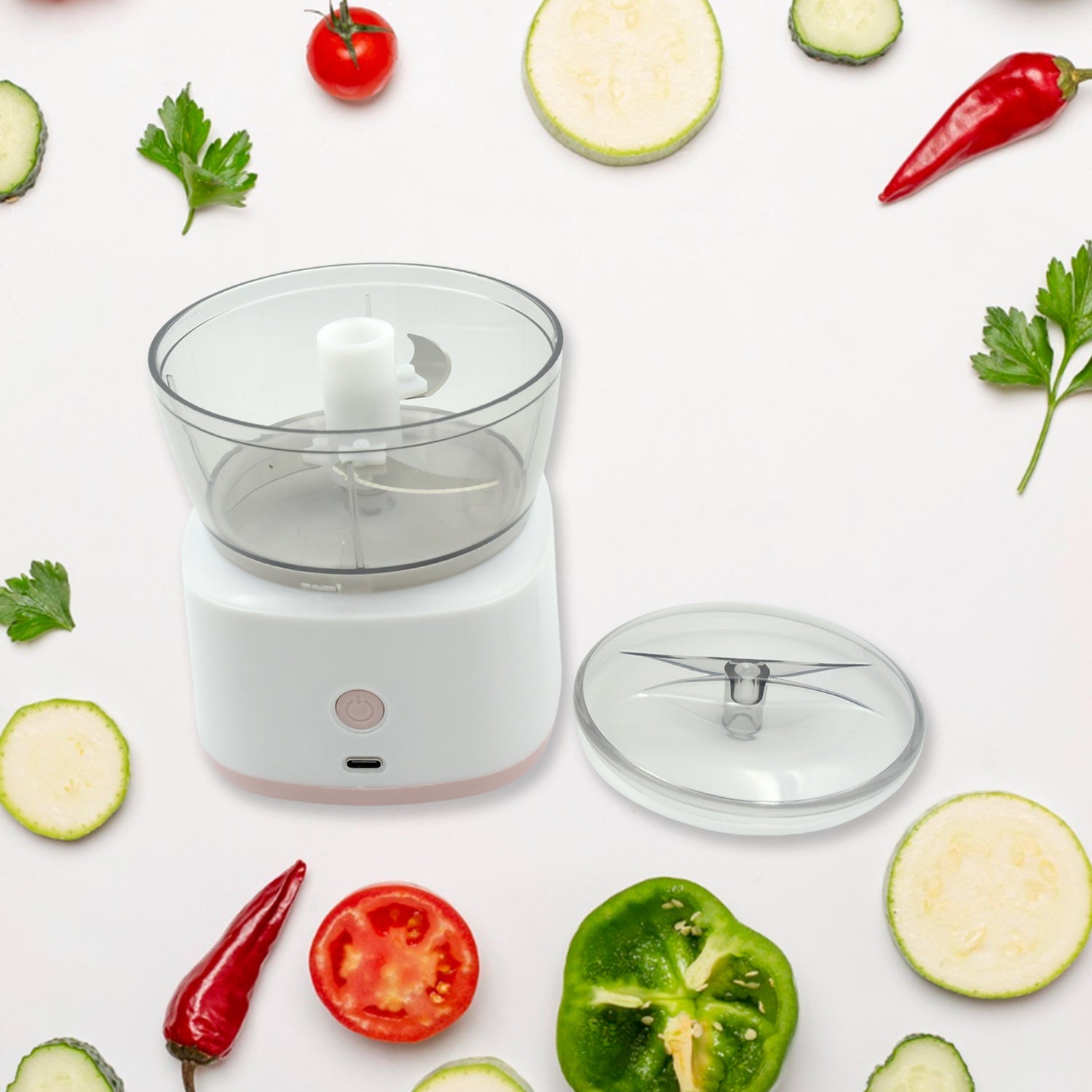 Portable Mini Food Processor Chopper Electric Veggie Chopper 3 Blades With Charching Cable Type C, Vegetable Chopper, Garlic Chopper Food Grinder for Chopping Ginger, Pepper Chili, Onion, Fruit, Meat - Bhavnagar Deodap