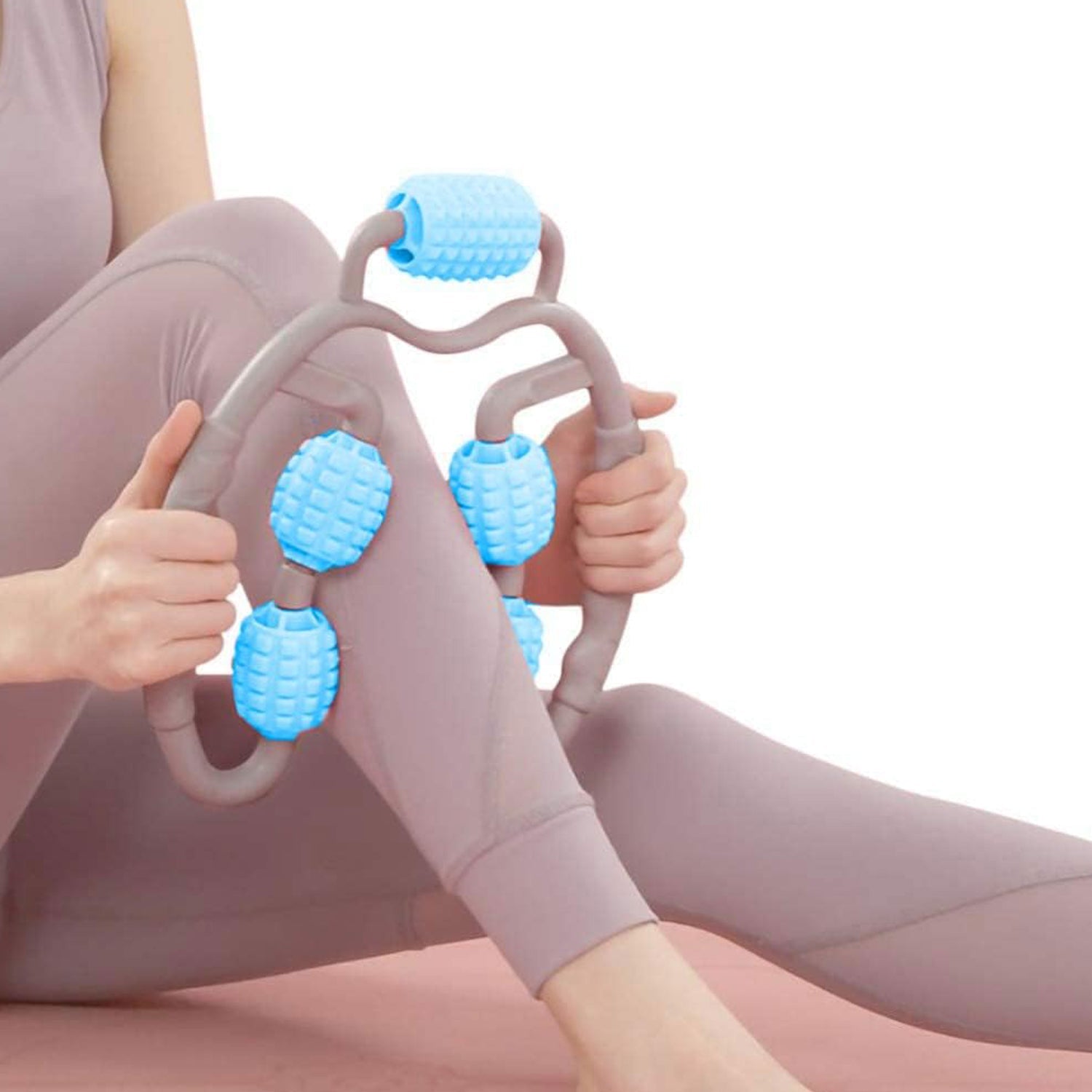 Muscle Massage Roller, 5 Wheels Relieve Soreness Leg Muscle Roller Fitness Roller Muscle Relaxer Massage Roller Ring Clip All Round Massaging Uniform Force Elastic PP Drop Shaped for Home Use (1 Pc) - Bhavnagar Deodap