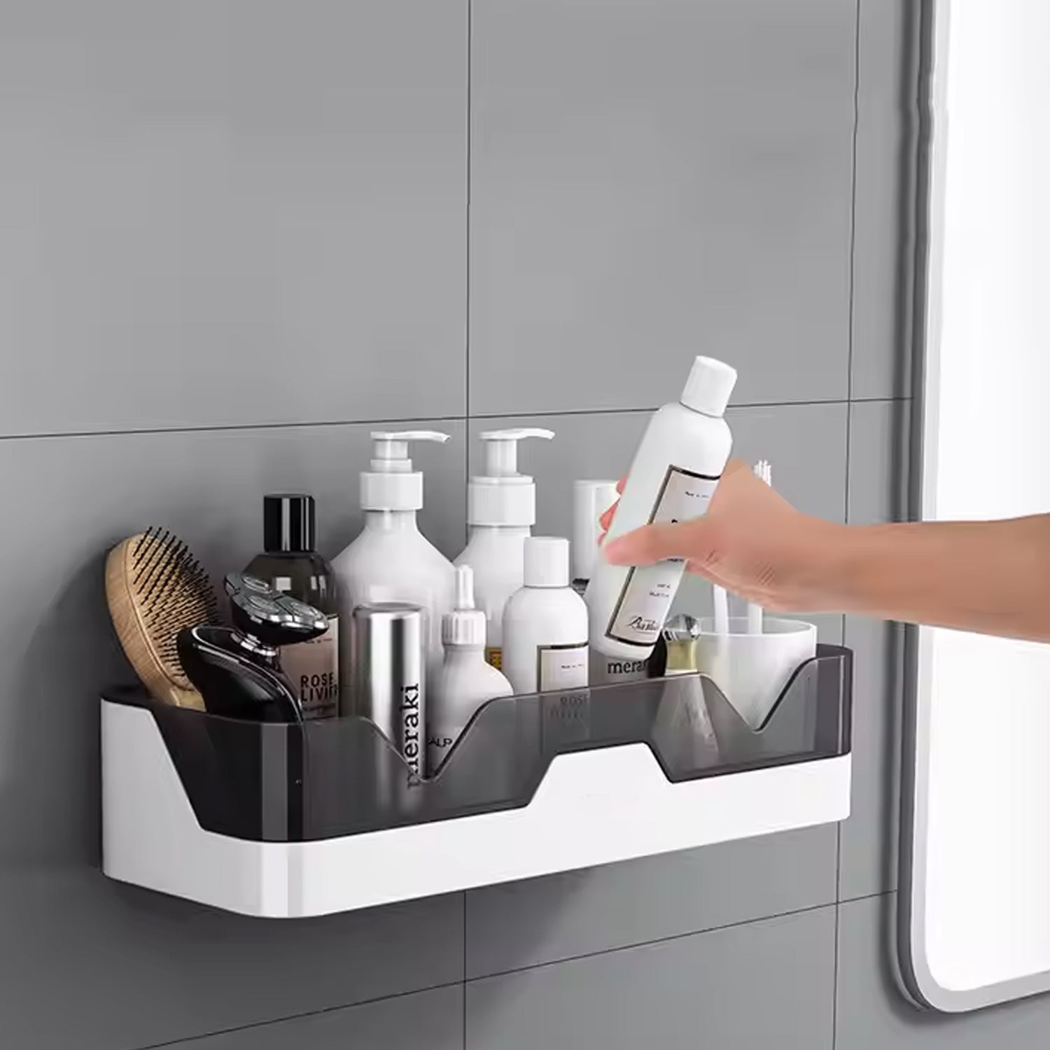 Wall Mounted Adhesive Bathroom Shower Caddy / Shelf / Plastic (1 Pc) - Bhavnagar Deodap