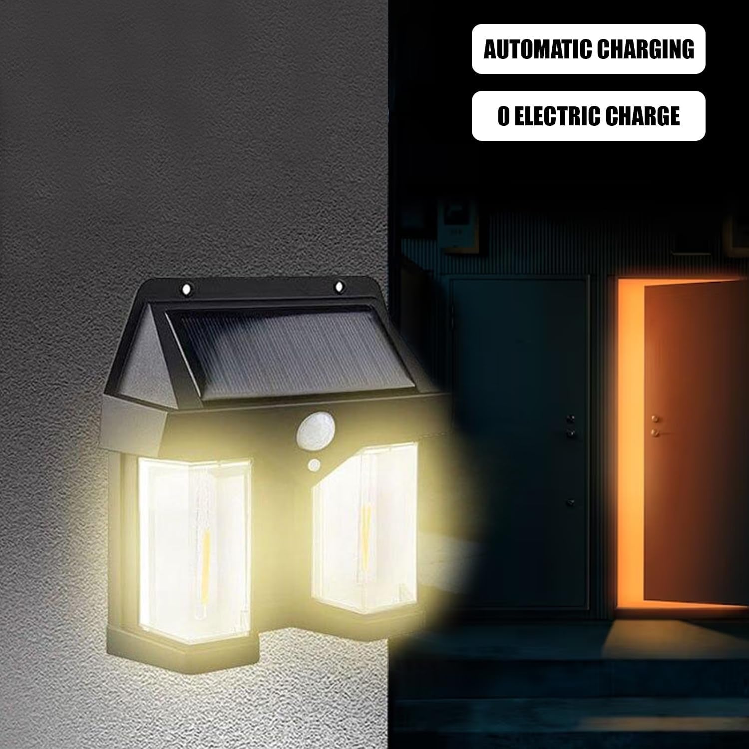 Outdoor Solar Wall Lamp Outdoor Waterproof High Quality Lamp Induction Garden Lamp Garden Villa Night Lamp Double Lamp Light (1 Pc) - Bhavnagar Deodap