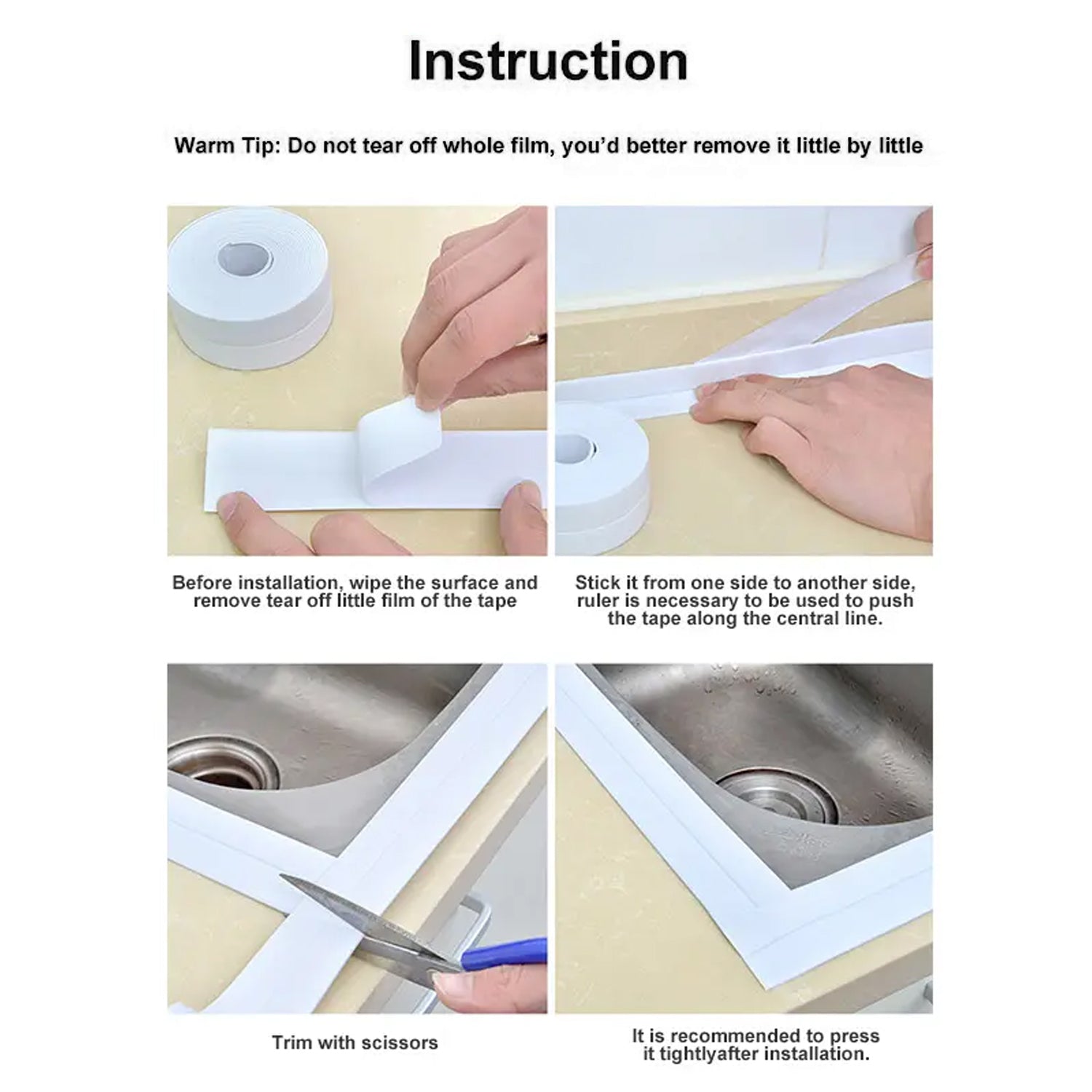 KITCHEN SINK PLATFORM STICKER BATHROOM CORNER TAPE (3.2 METER SIZE) - Bhavnagar Deodap
