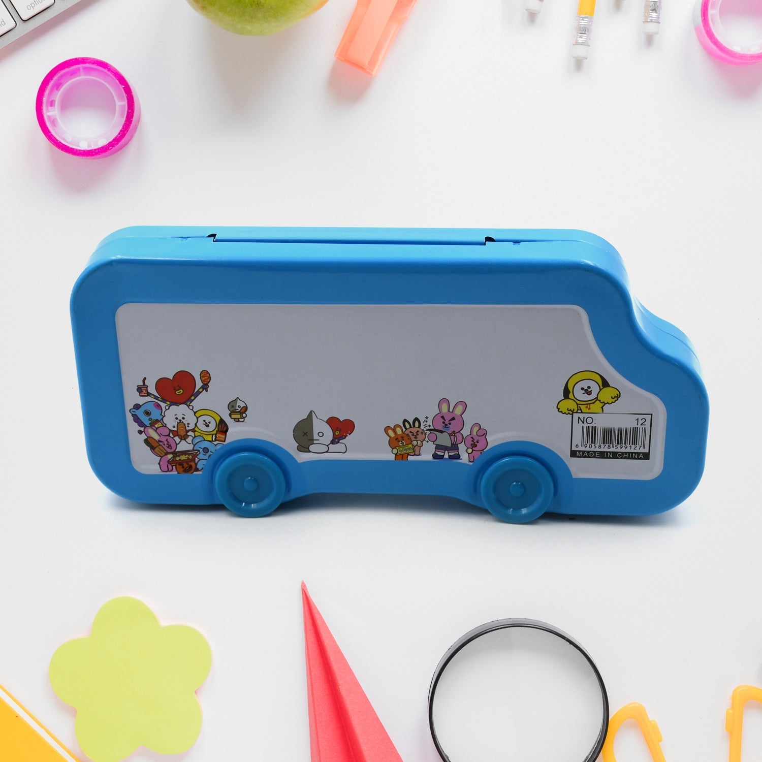 Pencil Box  with Wheels for Girls and Kids, String Operated Case Students School Supplies - Stationery Set Organizer Birthday Return Gift for Kids - Bhavnagar Deodap