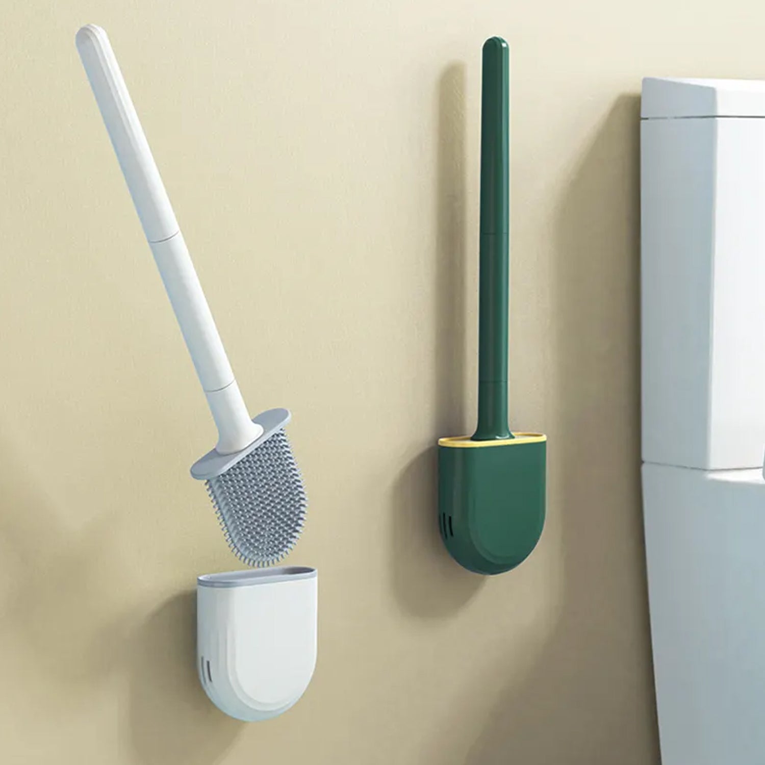 Silicone Toilet Brush with Holder Stand for Bathroom Cleaning - Bhavnagar Deodap