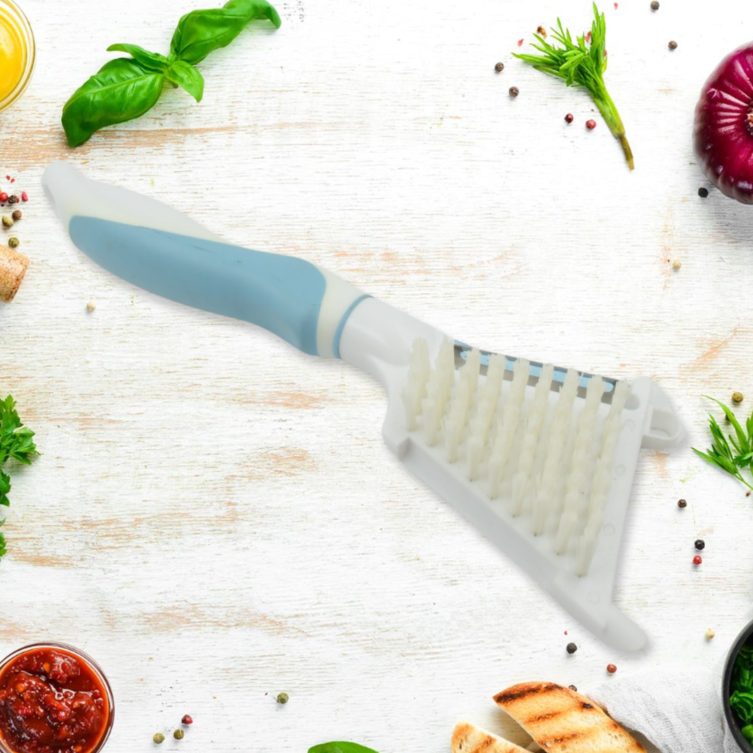 Multipurpose Peeler Brush, Vegetable Peeler with Brush, Multifunctional Fruits and Vegetable Cleaning Brush, Stainless Steel Potato Peelers, Home Kitchen Peeler with Long Handle (1 Pc ) - Bhavnagar Deodap