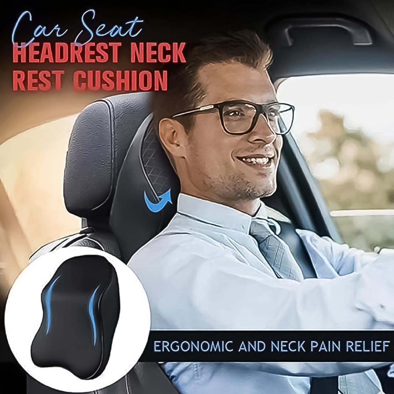 Car Neck Pillow Car Neck Headrest Pillow Memory Foam Car Accessories Cushion Car Seat Head Support Neck Protector Car Seat Neck Pillow, for Driving (1 Pc) - Bhavnagar Deodap